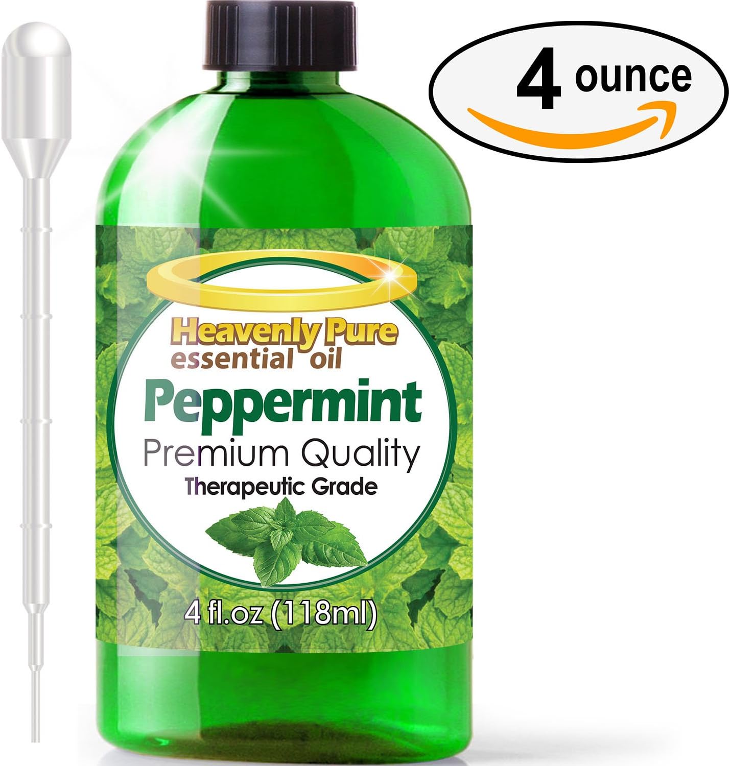 Peppermint Essential Oil (HUGE 4 OZ - 120ml) Eye Dropper Included - 100% Pure & Natural Sweet Peppermint Aroma - Therapeutic Grade - Peppermint Oil is Great for Aromatherapy, Bad Breath, and Muscle Relief