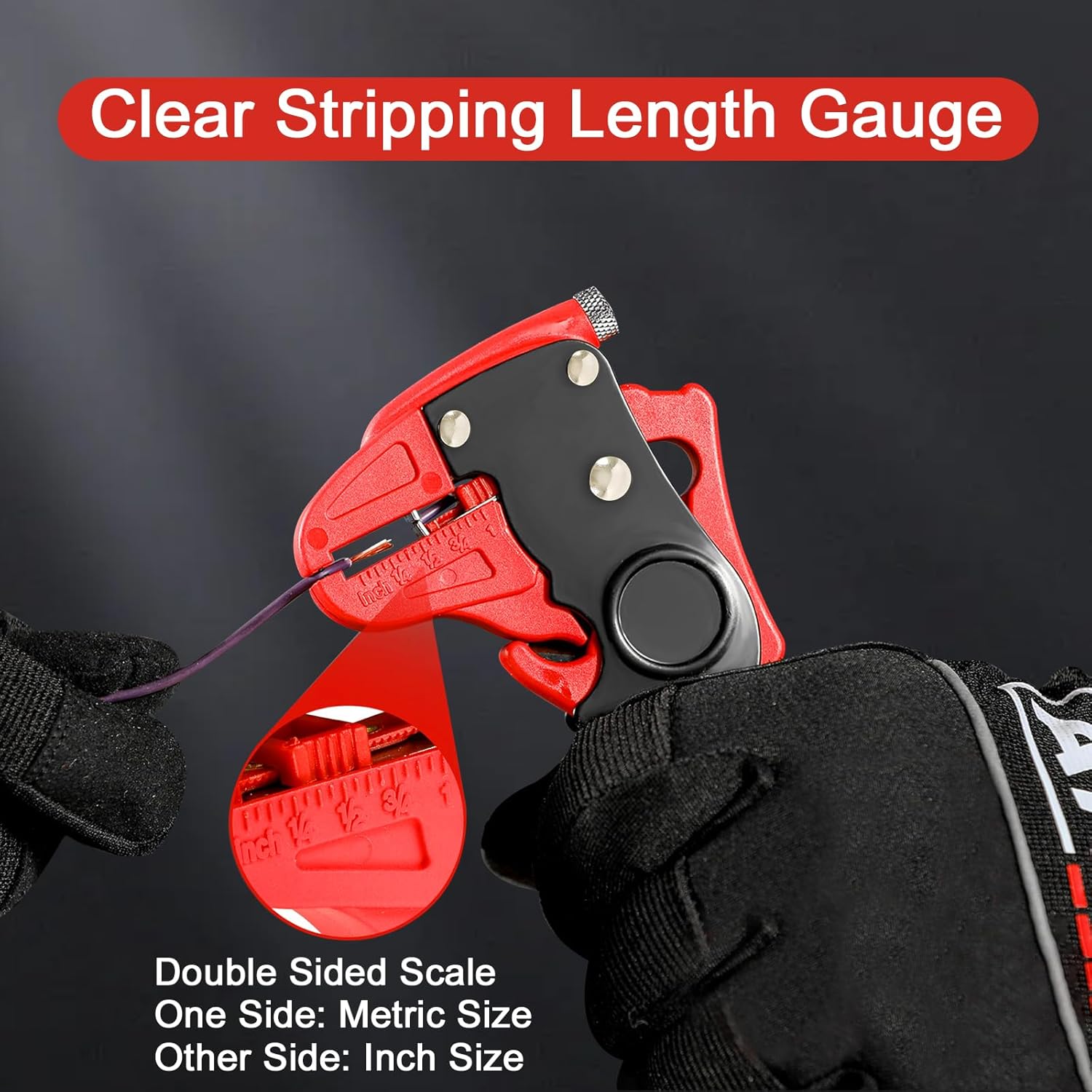 Automatic Wire Stripper Tool, 2 in 1 Quickstrip Cutter Strippers, Multifunctional 10-24 AWG Electrical Cable Stripping Tools, Needle Nose Pliers, Self Adjusting Quick Strip for Electrician, Black Red