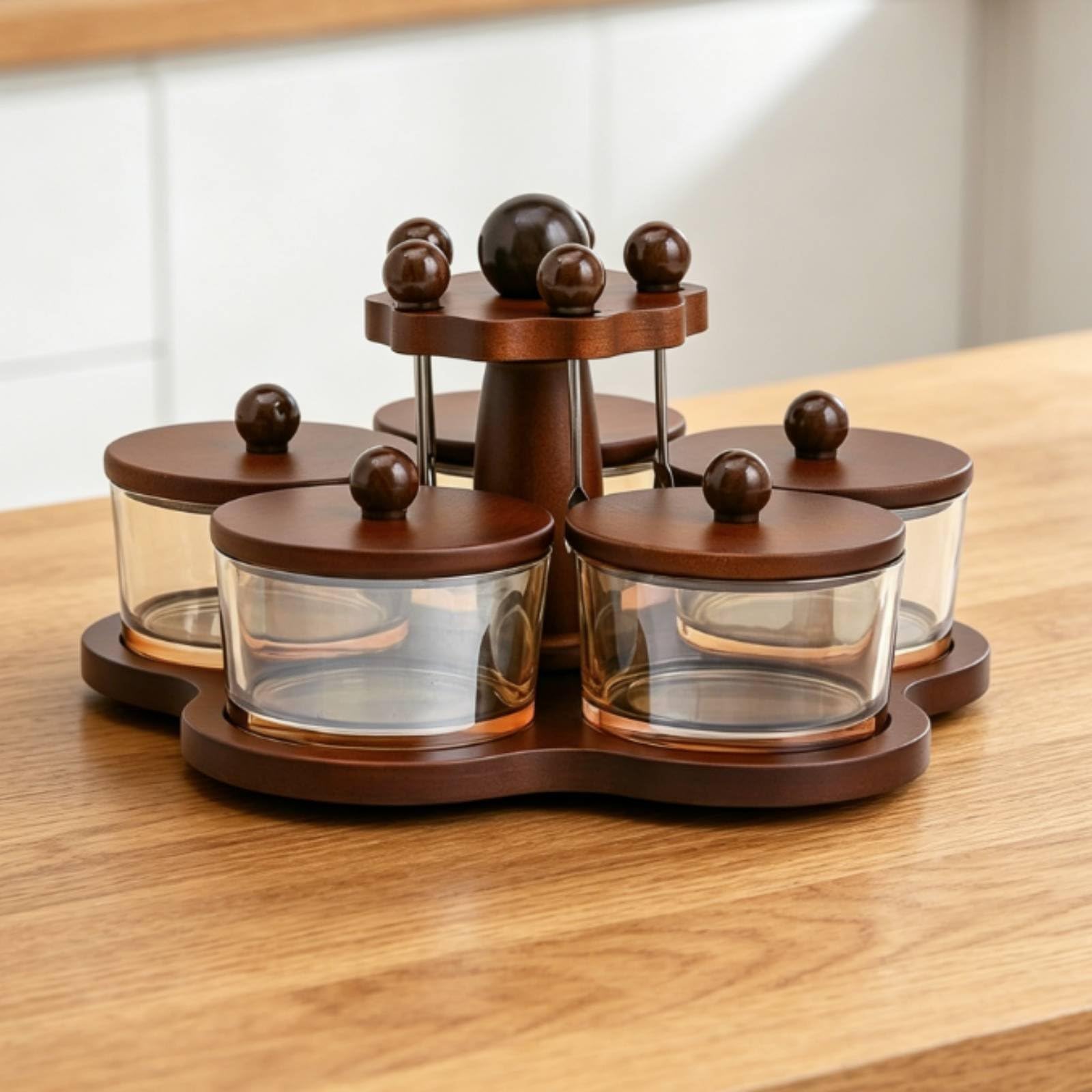 Set Ciotole Antipasti con Coperchio Design Raffinato Vassoio Snack in Ceramica con Supporto in Legno per Soggiorno, Feste, Aperitivo, Piatto Ceramica