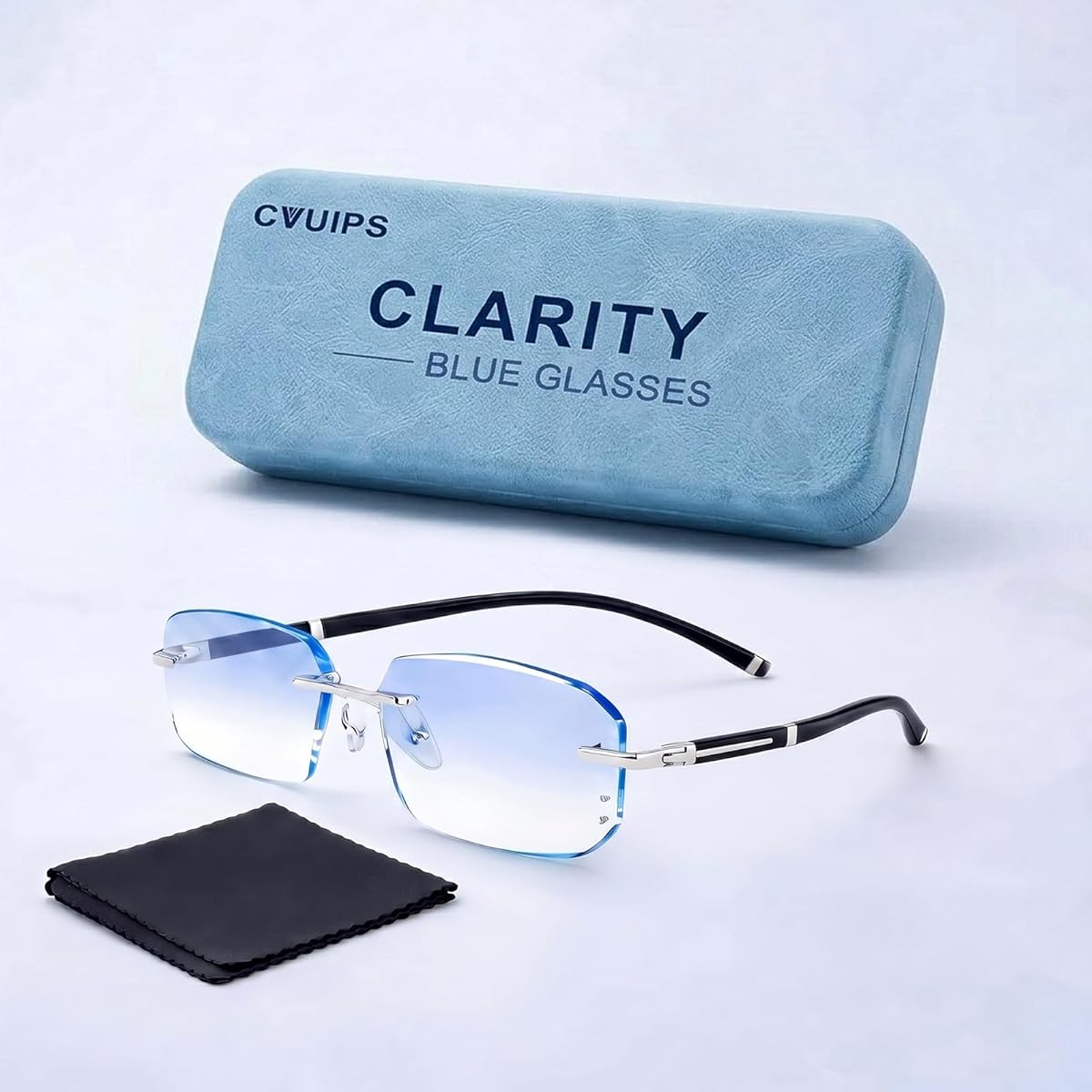 Clarity Blue Glasses, Self Adjusting Reading Glasses, Blue Light Blocking Glasses for Men Women, Case & Cloth Included
