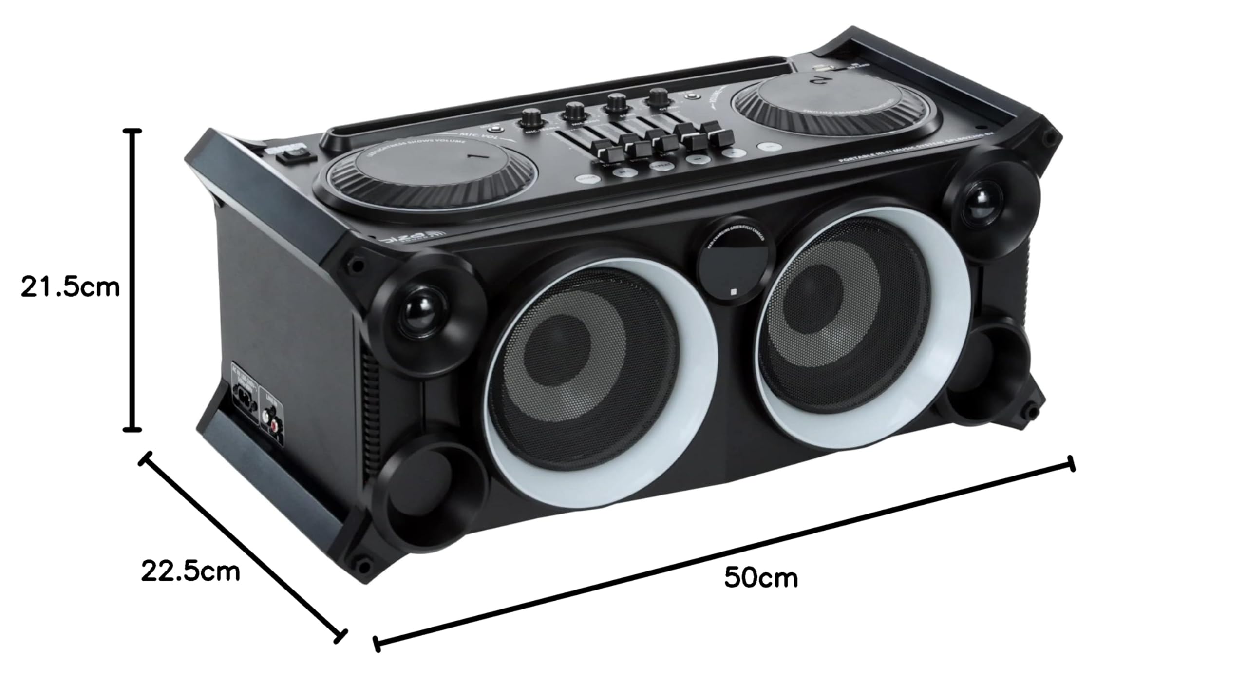 Ibiza - SPLBOX200-BK - Sistema audio portatile all-in-one da 120 W alimentato a batteria con LED sugli altoparlanti - Bluetooth, USB, SD, FM e LINE-IN - Nero
