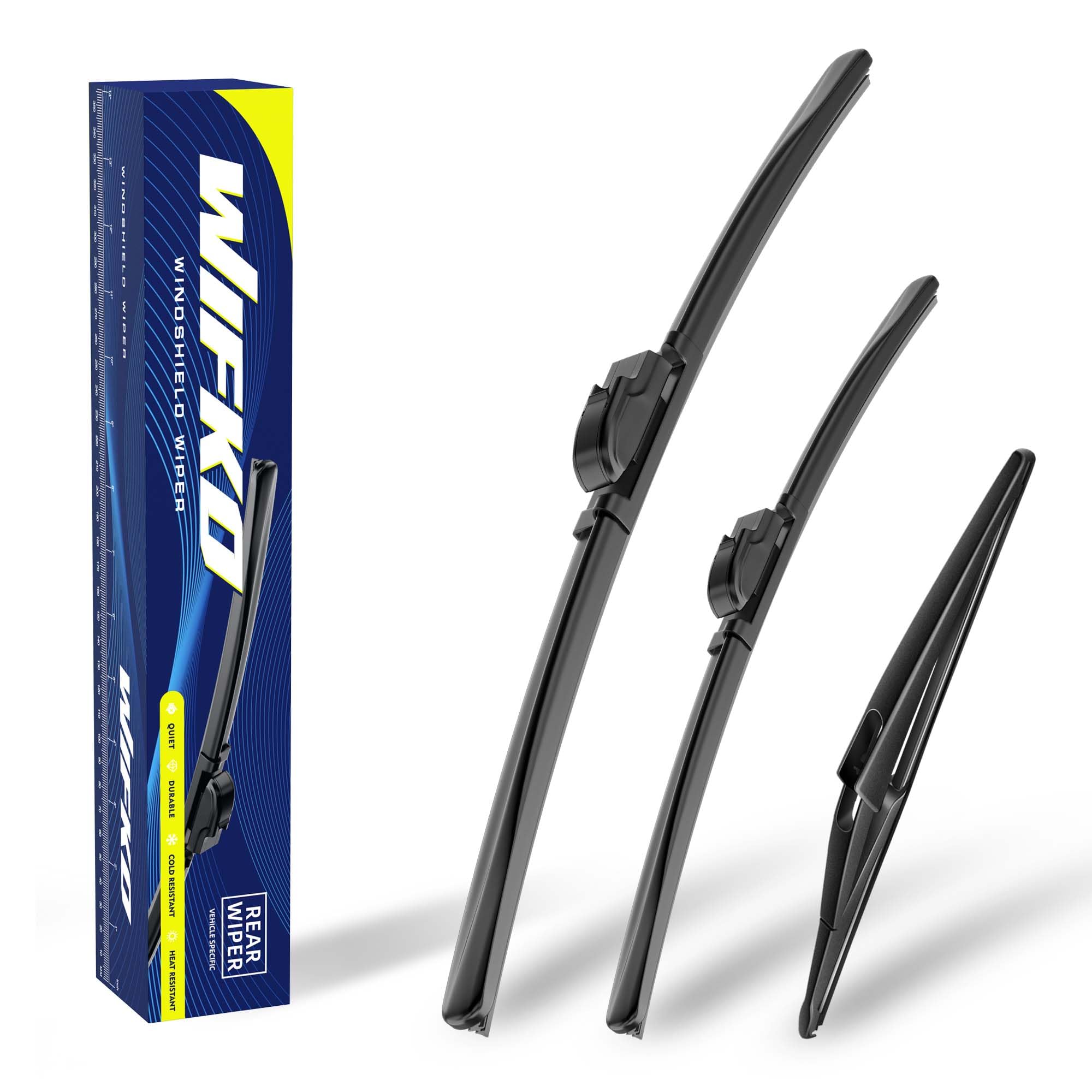 Scheibenwischer Set für Nissan Qashqai J11E 12.2013-2021 Vorne & Hinten | 2 Front + 1 Heck, Vordere Flachbalken-Wischer, Auto Scheibenwischer Frontscheibe und Heckwischer, Direkte Montage