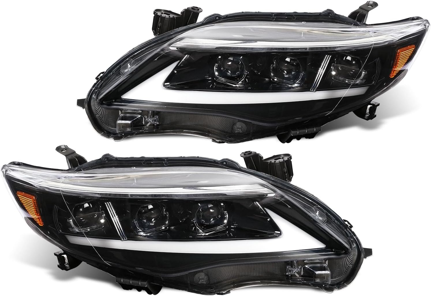 PENSUN Modified Headlight Assembly Pair Fit for Toyota Corolla 2011 2012 2013 Front Left Driver Side&Right Passenger Side Halogen Turn Signal Headlamp Replacement - 8115002B50 8111002B50