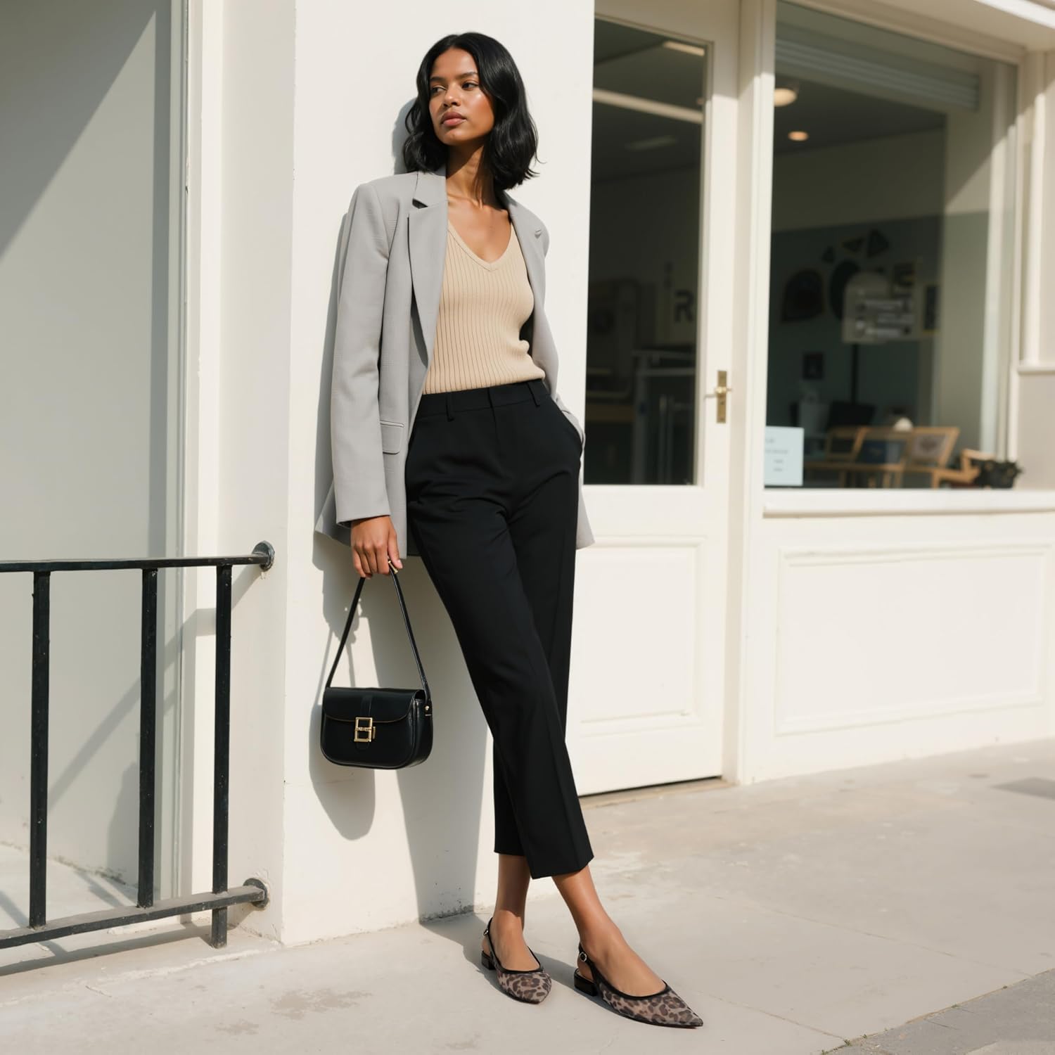 Modatope Slingback Flats for Women Pointed Toe Ballet Flats Classic Low Heel Sandals Dress Shoes - Image 3