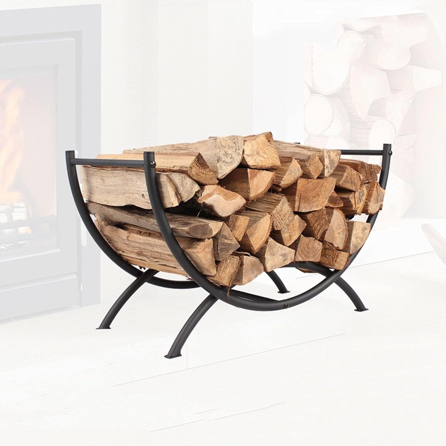 Indoor Wood Holders, Outdoor Firewood Rack Fireplace Log Rack Holder Stacker Stand Tools Stove Accessories Lumber Storage Stacking Firewood Stacker