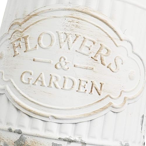 Miniatura 7 de VANCORE Shabby Chic - Jarrón de metal para leche, jarrones de metal para decoración, cubo de flores rústicas, jarrones decorativos de granja