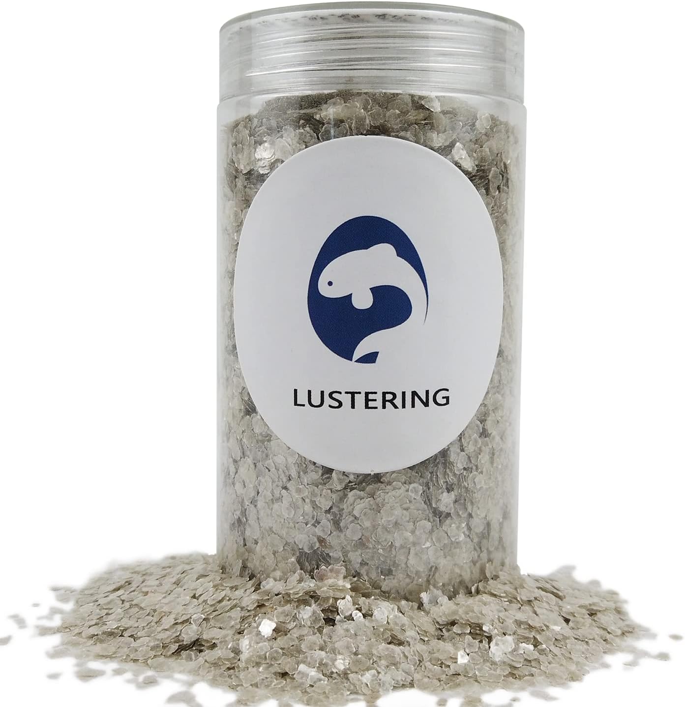 LUSTERING Natural Crushed Mica Flakes Leaf, Nail Flakes, Foiled Flakes Craft Glitter for DIY Crafts Artworks Epoxy Resin Art, Nail Art, Geode Painting, Jewelry Making, 2-4mm,150g/5.3oz (Pure White)