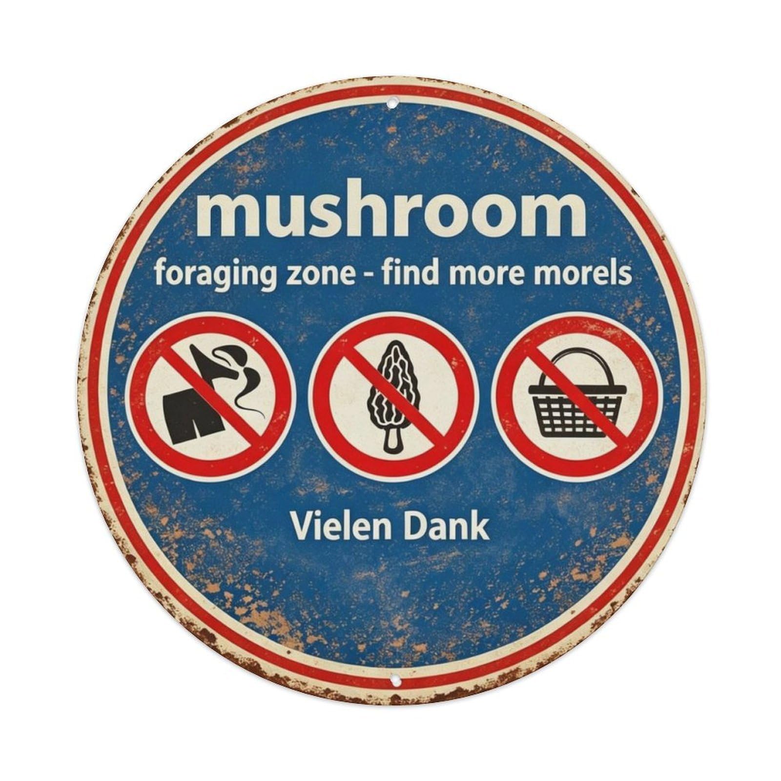 Mushroom Foraging Zone Metal Tin Sign Plaque