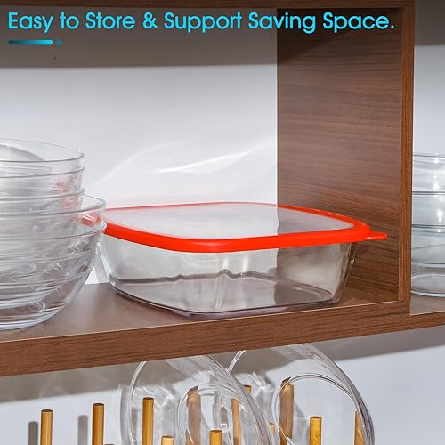 Miniatura 7 de NUTRIUPS Plato para hornear de vidrio cuadrado de 1 cuarto de galón con tapa, plato de horno de 6 x 6.5 pulgadas para horno, pequeño recipiente de