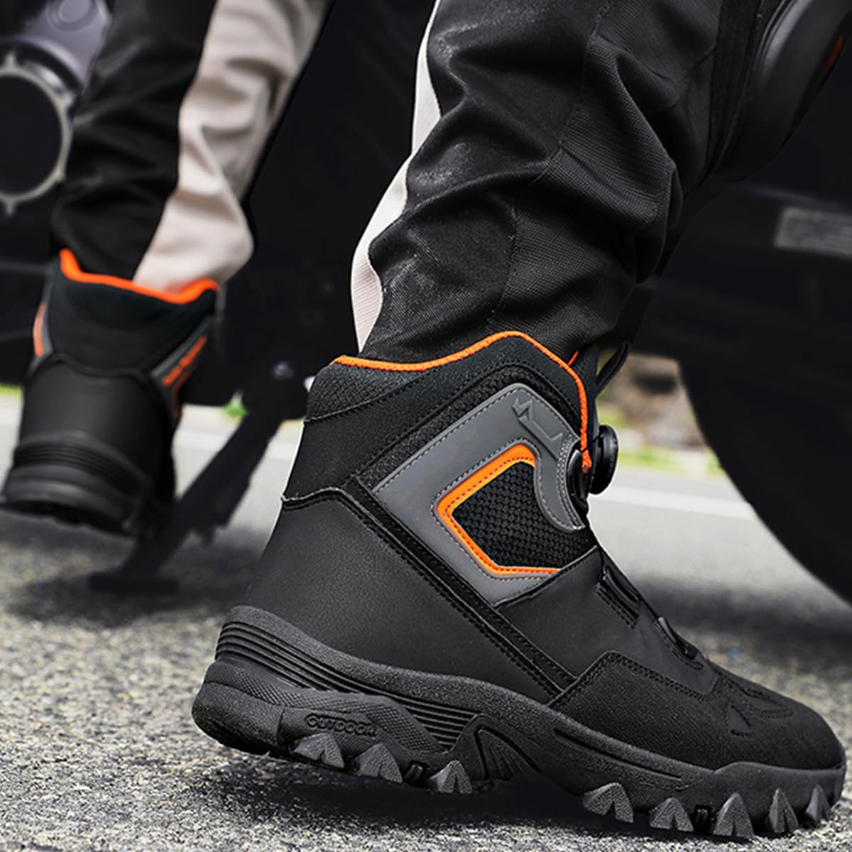 Stivali da Moto Uomo Sneakers Motociclista | Scarpe da Equitazione Stradale, Supporto alla Caviglia, Rinforzo Cambio, Lunga durata, Traspirante Casual