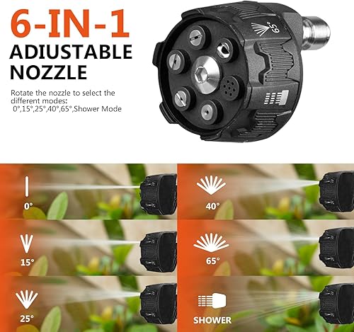 Miniatura 3 de Kebtek Cañón de espuma con pistola de lavado a presión de 5200 PSI, pistola de lavado eléctrico con kit de conexión rápida de hidrolavadora y puntas