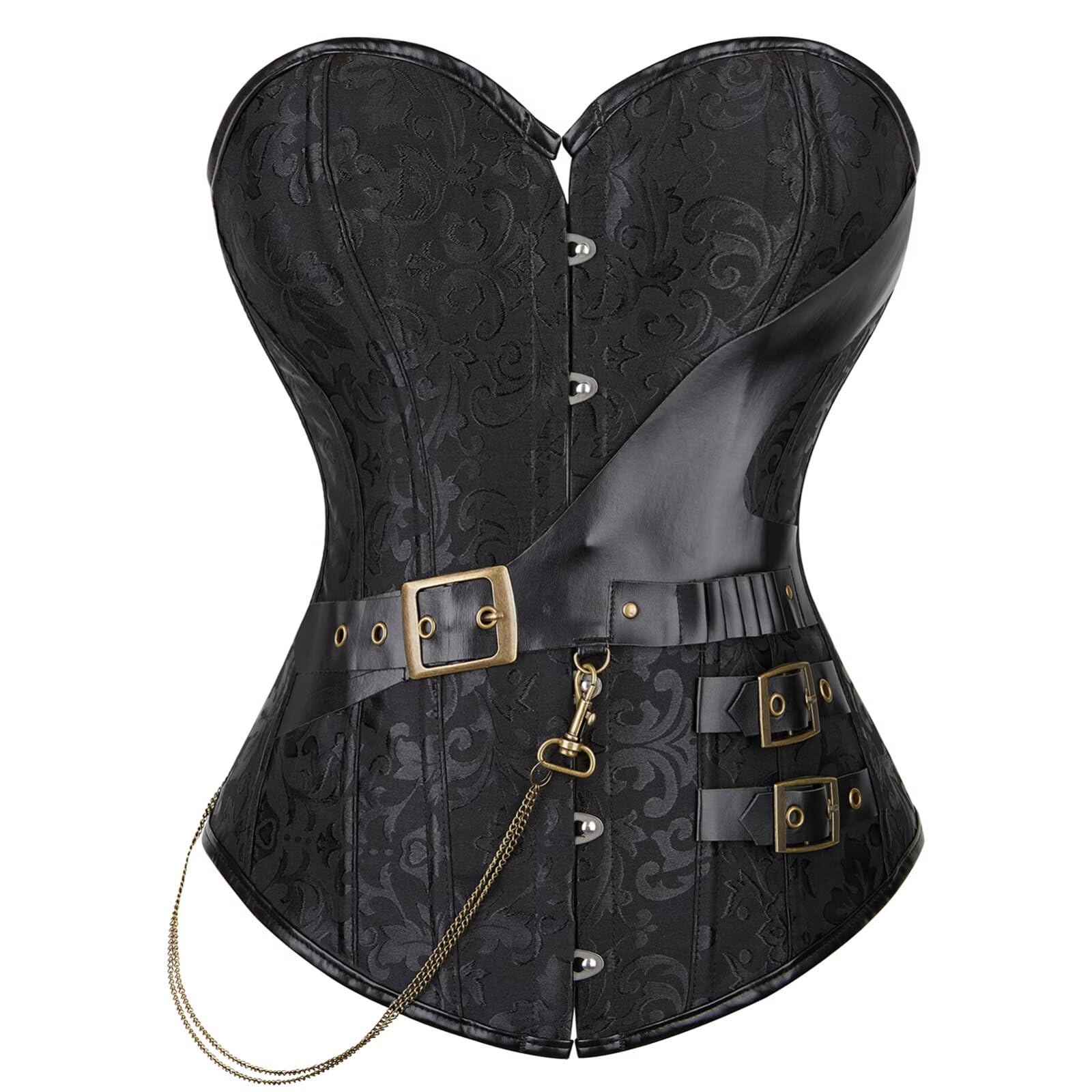 Josamogre Women's Steampunk Corsets Bustiers Gothic Punk Waist Cincher Retro Shapewearop Plus Size Pirate Black M