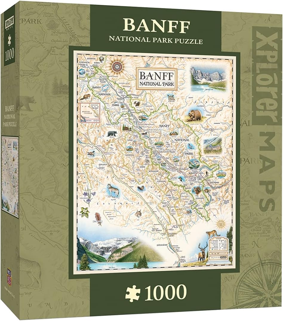 MasterPieces Xplorer Maps 1000 Puzzles Collection - Banff Canada Map 1000 Piece Jigsaw Puzzle