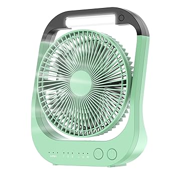 ATEngeus USB Desk Fan, 10000mAh Rechargeable Battery Operated Fan, 4 Speeds Table Fan, 8??? Camping Fan, 180??Rotation, LED Light, Timer, Portable Fan for Camping,Traveling