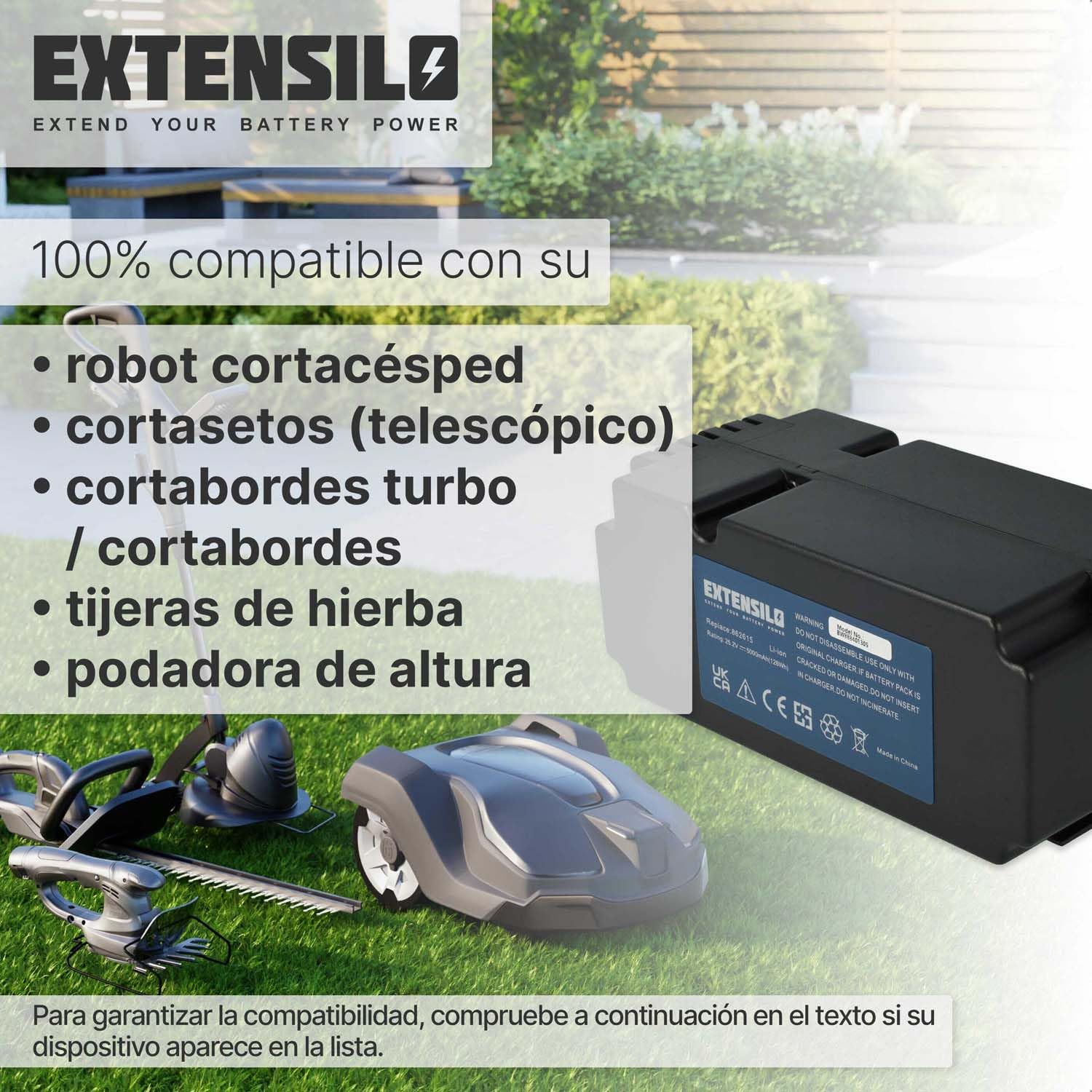 Batería Compatible con Smart G-Force SB1200 Robot cortacésped cortacésped 5000mAh 25,2V Li-Ion 126 WH