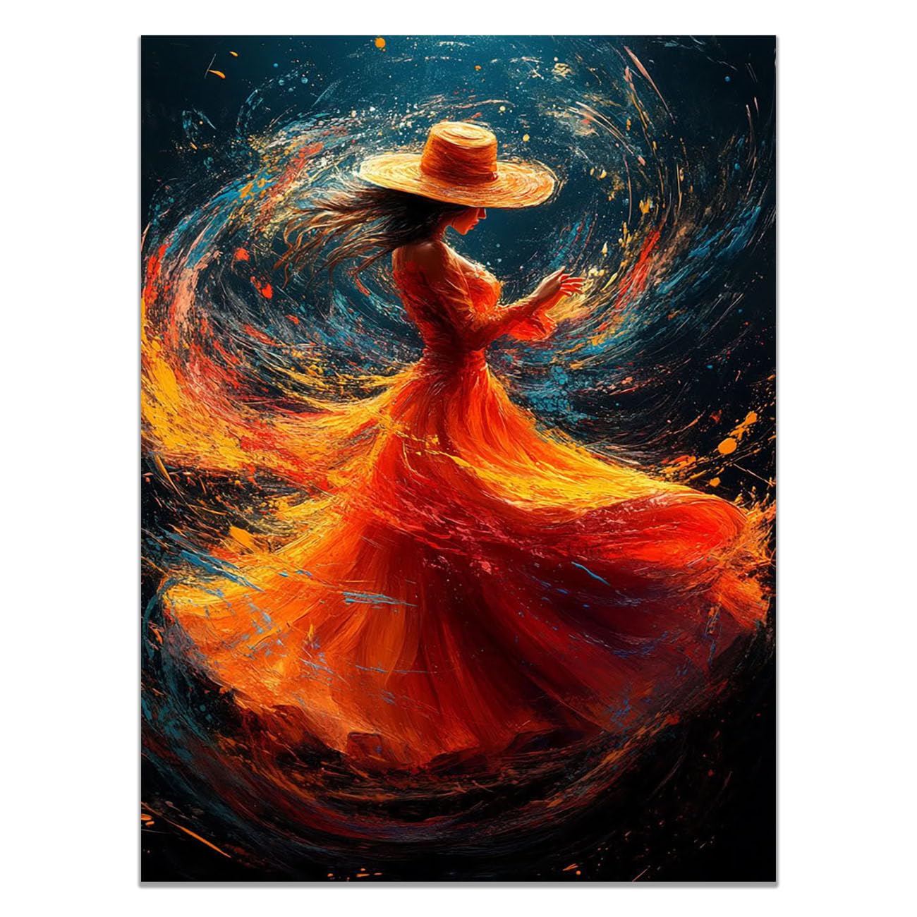 QUSAAOU Fashion Portrait Canvas Wall Art Orange Dress Swirl For Living Room Bedroom African American Decor For Home Afro Woman Poster And Prints(Orange)-30x45cm1 Unframed