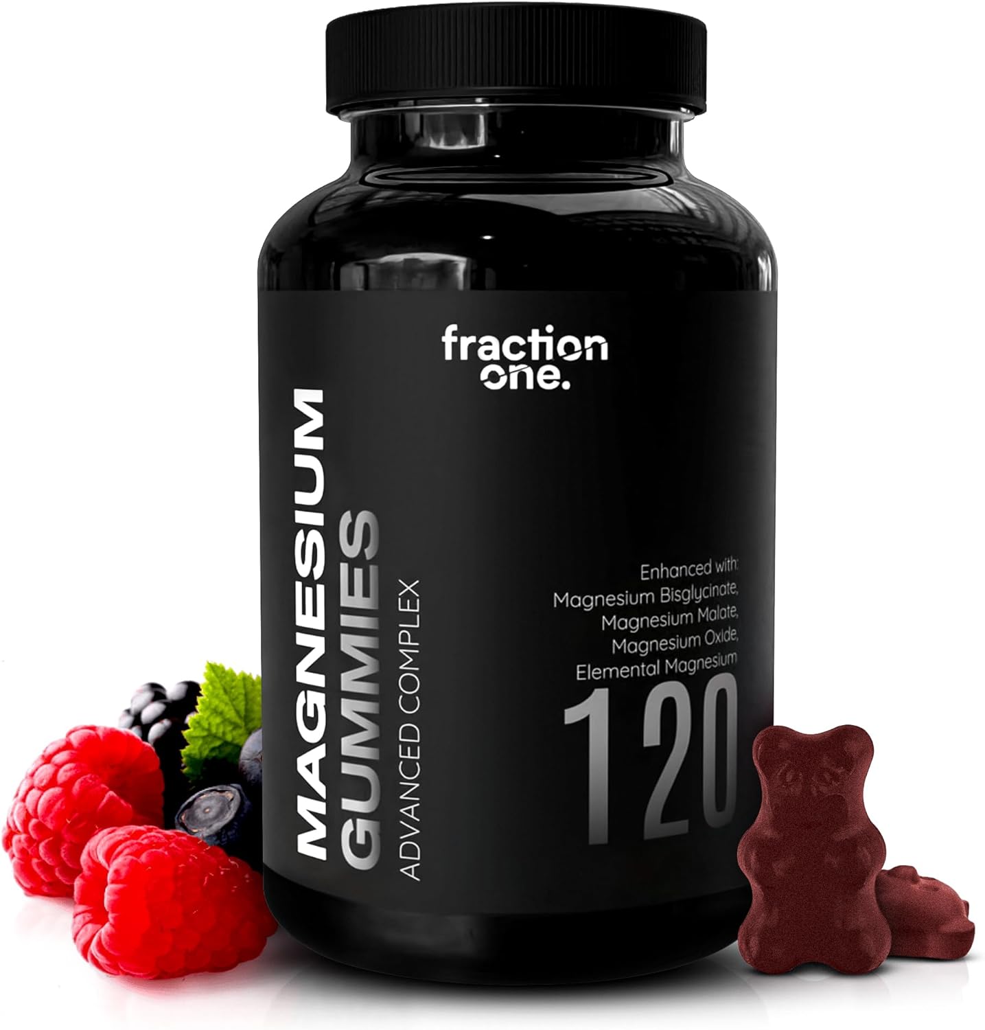 Fraction One Magnesium Gummies – 120 Gummies – 60 Servings – 1100 mg Per Serving – Magnesium Citrate 1400mg – Glycinate 250mg – Malate 200mg – Oxide 150mg – Elemental Mg