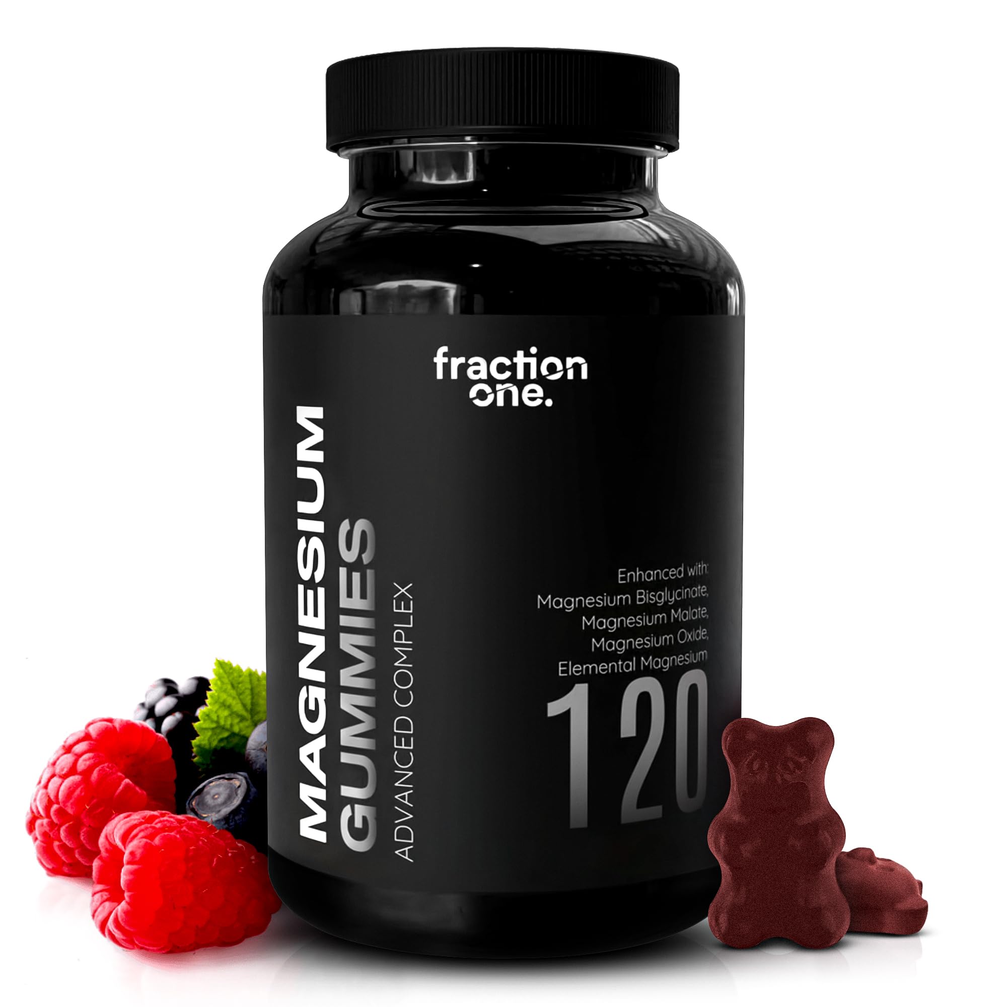 Fraction One Magnesium Gummies - 120 Gummies - 60 Servings - 1100 mg Per Serving - Magnesium Citrate 1400mg - Glycinate 250mg - Malate 200mg - Oxide 150mg - Elemental Mg