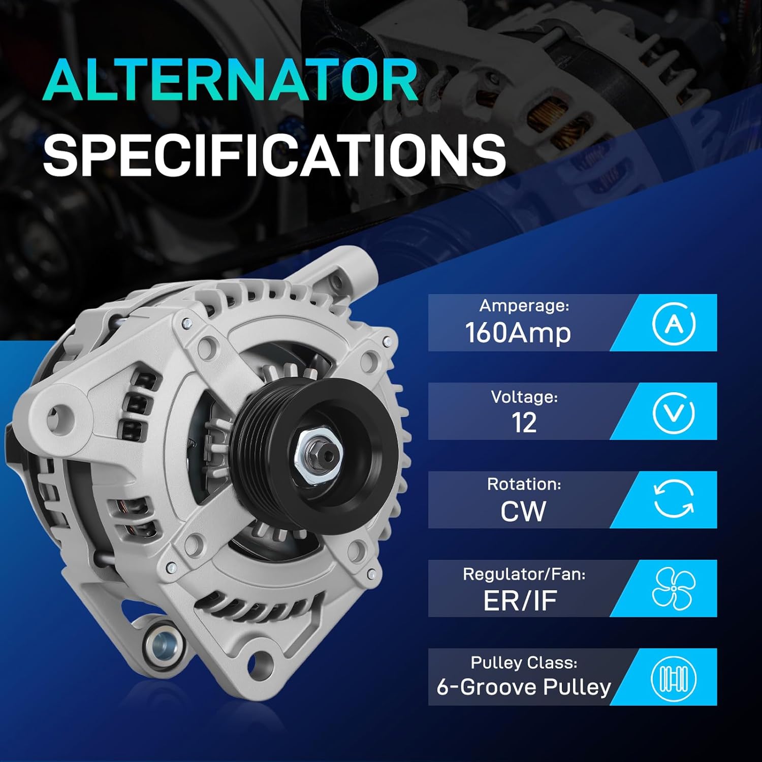 New Alternator Compatible with Jeep 2007-2008 Wrangler, Chrysler 2008-2010 Town & Country, 2008 Voyager, Dodge 2008-2010 Grand Caravan, Volkswagen 2009-2010 Routan, 3.3L 3.8L, 4801304AA 11295N