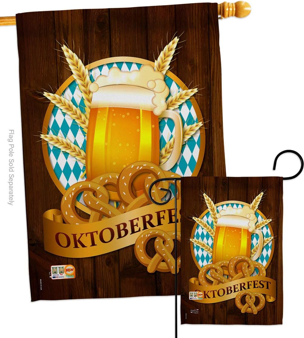 Oktoberfest House Flag Beverages Beer Happy Hour Game Pong Party Ale Lager Craft Small Decorative Gift Yard Banner Made In USA 28 X 40
