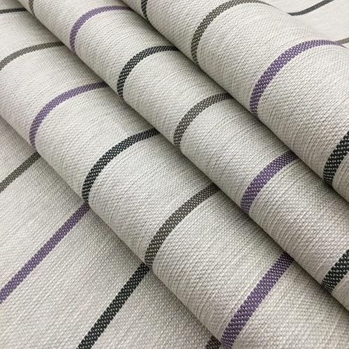 The Yard - Tela a rayas en blanco rotopúrpuramarrónnegro Tapiceríacubrebocascortinas 54 pulgadas de ancho Ellinton en gris pieza de 3 yardas
