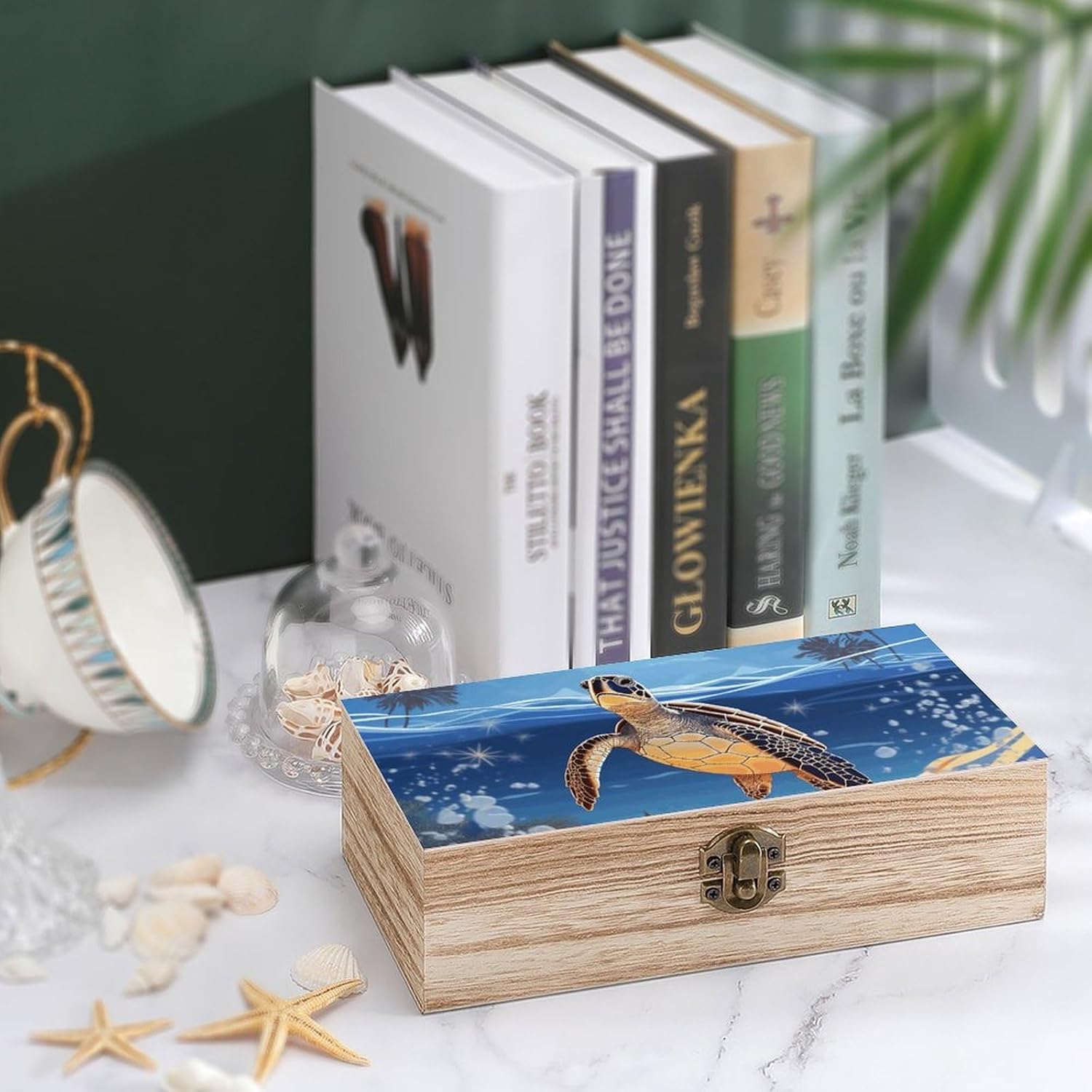 Turtle on The Beach Wooden Decorative Storage Box Jewelry Box image 4