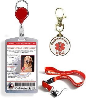 XpressID Emotional Support Animal ID Plus Keychain & ESA Lanyard - Registration to Service Animal Registry Included - QR Code Ready