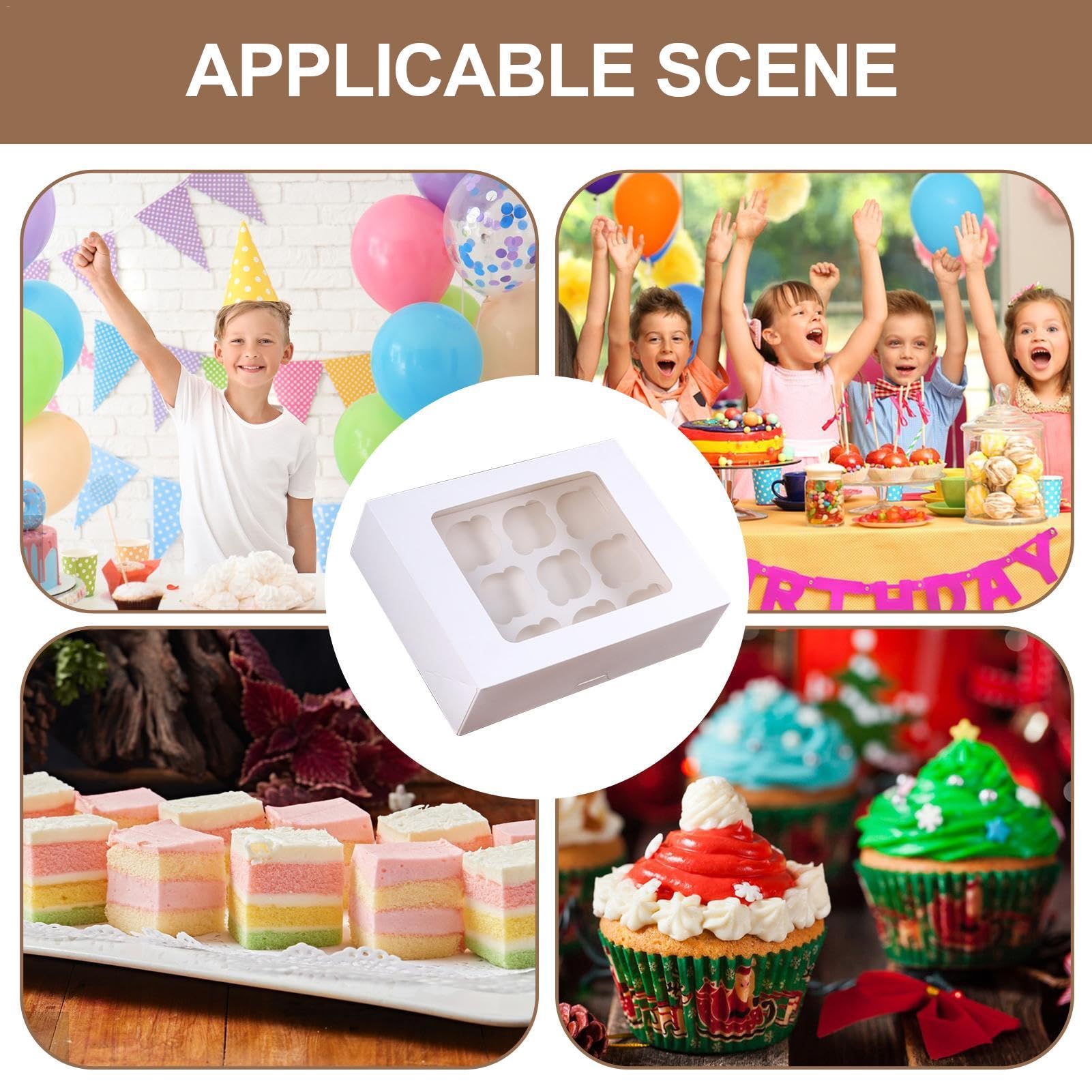 Generisch Cajas para cupcakes, cajas para cupcakes, para magdalenas con | ventana para cupcakes, portable y práctica de panadería para galletas de postre y