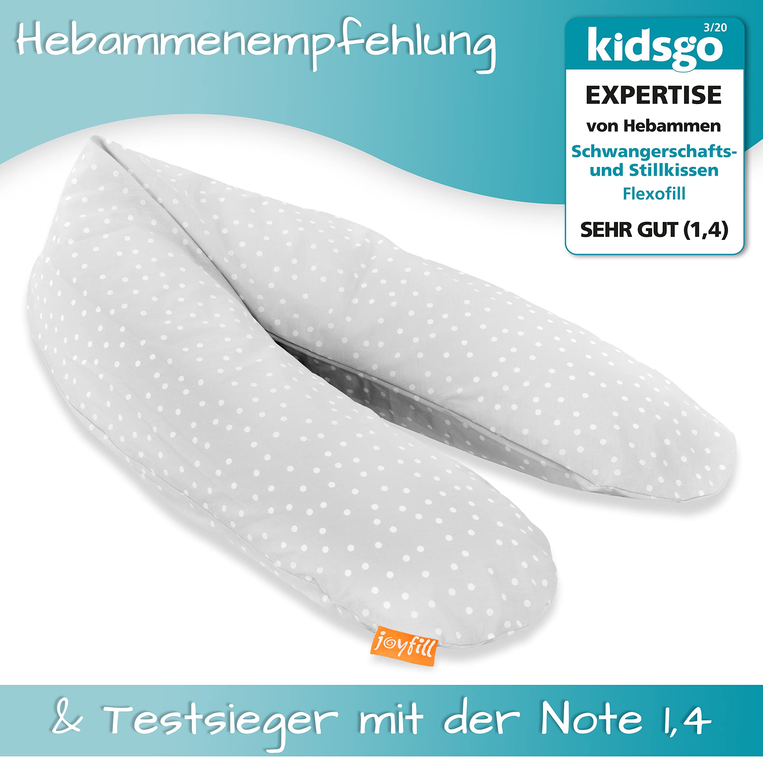 joyfill® Premium Stillkissen Mikroperlen 170cm I Ideal zum Schlafen & Stillen Dank Flüsterleiser & Bequemer Füllung I Stillkissen Seitenschläferkissen 100% Made in Germany I Nursing Pillow