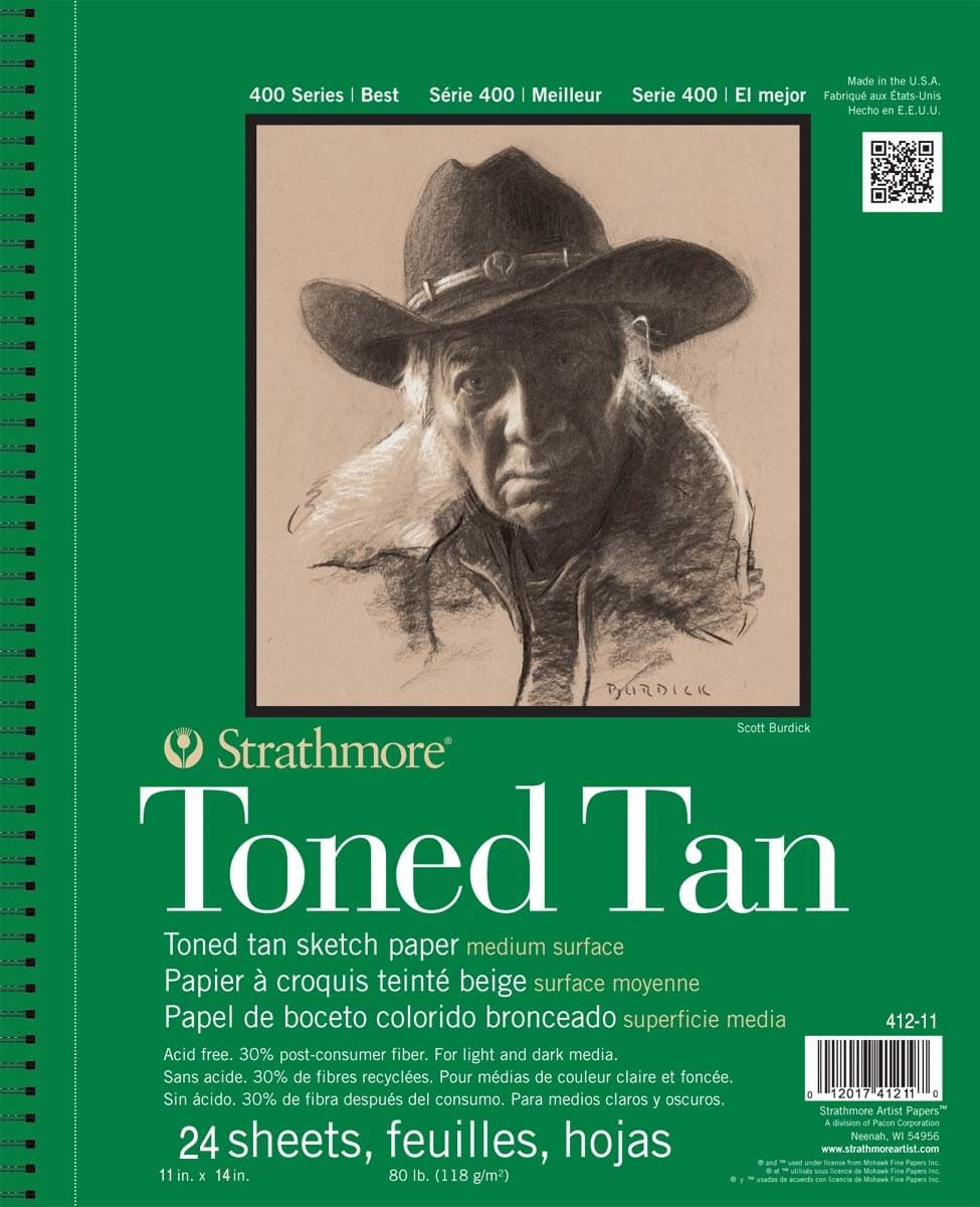 Strathmore P412-11-4 400 Serisi Toned Tan Drawing Pad STR-412-11 eskiz defteri, 24 yaprak, 27,9 x 35,6 cm, kağıt, kahverengi, 28 x 36 cm, parça