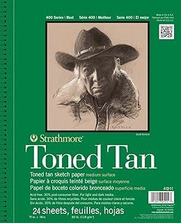 Strathmore P412-11-4 400 Serisi Toned Tan Drawing Pad STR-412-11 eskiz defteri, 24 yaprak, 27,9 x 35,6 cm, kağıt, kahverengi, 28 x 36 cm, parça