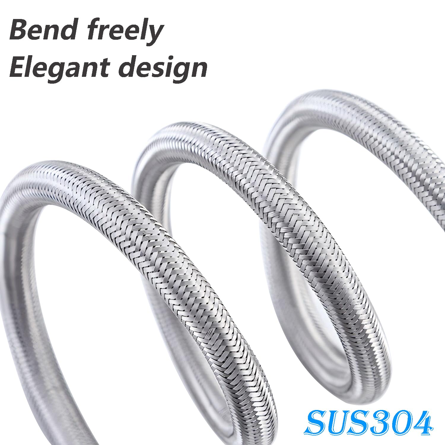Qrity 1 Pièces Tuyau De Raccordement Flexible, G1/2" Femelle x G1/2" Mâle Tuyau Tressé en Acier Inoxydable pour Mitigeur Cuisine Robinet Lavabo, 200 cm