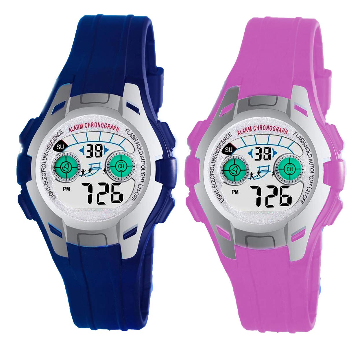 Time Up Digital Dial Combo of 2 Waterproof Alarm Kids Digital Watches for Boys & Girls-EF61-NVY (Navy Blue-Violet) (B08Y6YS3VH) Amazon Price History, Amazon Price Tracker