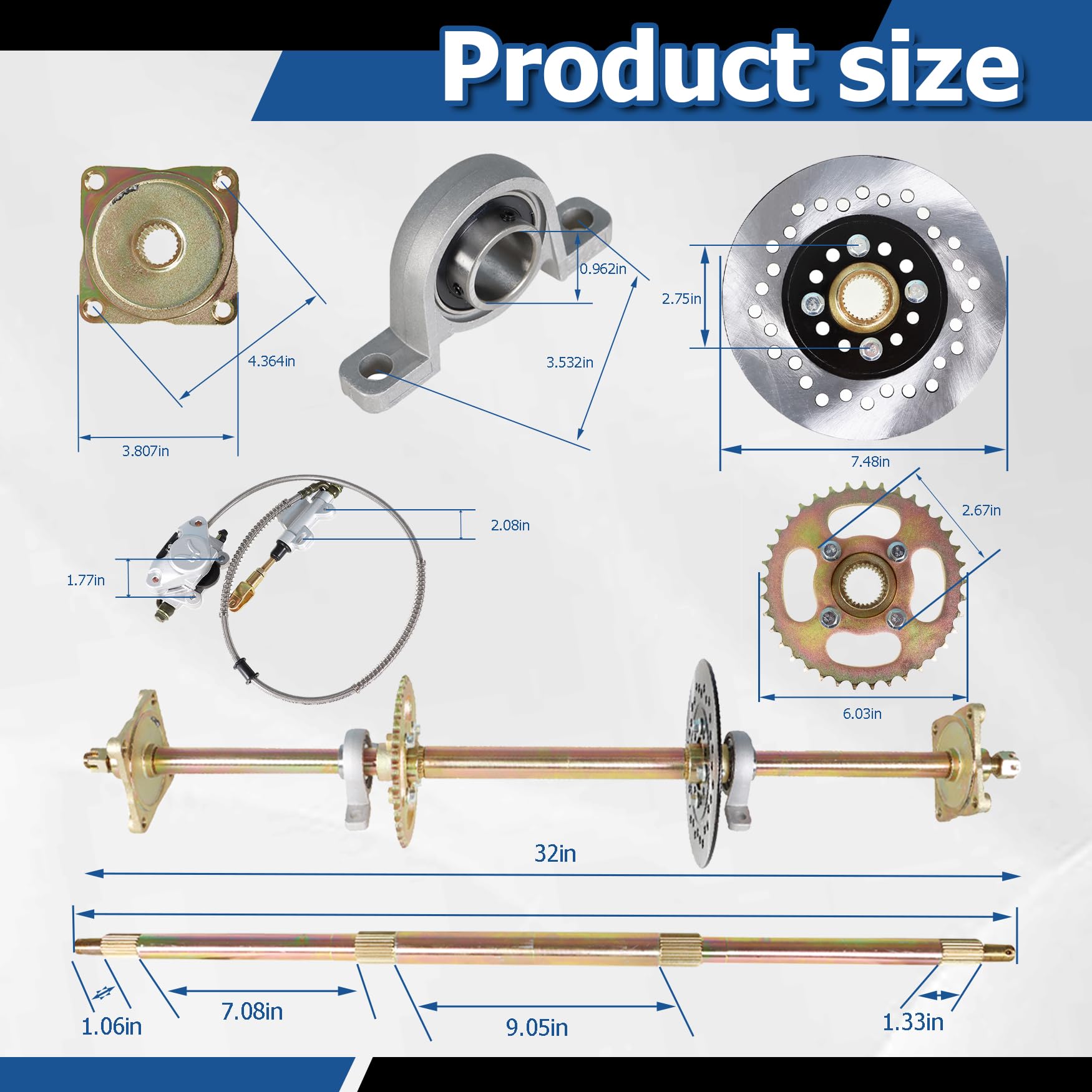 ハート１８０ Amazon.com: 32 Go Kart Axle Kit with Shaft + Hub+ Chain+
