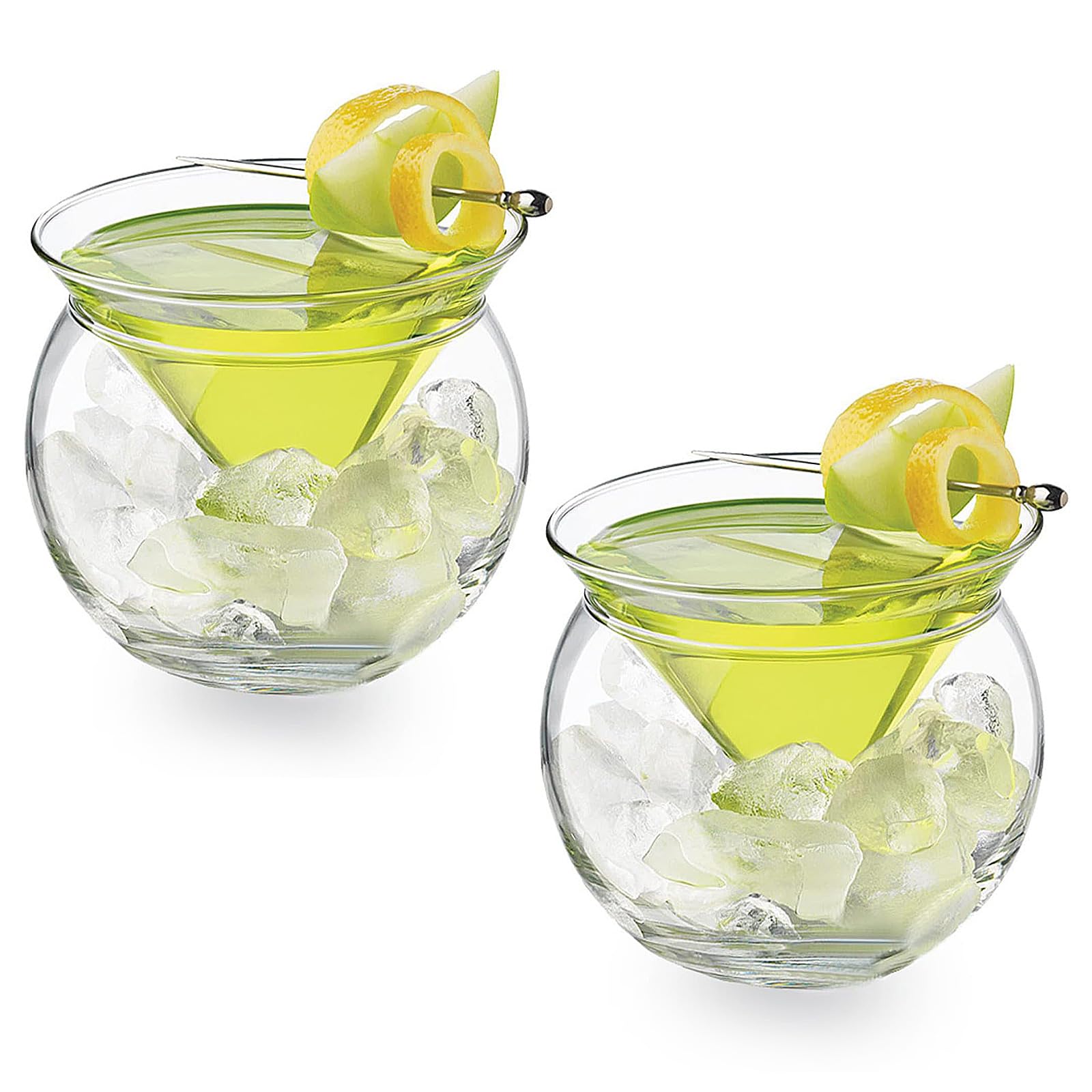 BFYDOAA 2 PCS Glass Caviar Chiller Server Set Cooling Cups Cocktail Glass with Ice Bowl for Martini, Wine, Liquor,Margarita,Shrimp Cocktail 260 ml