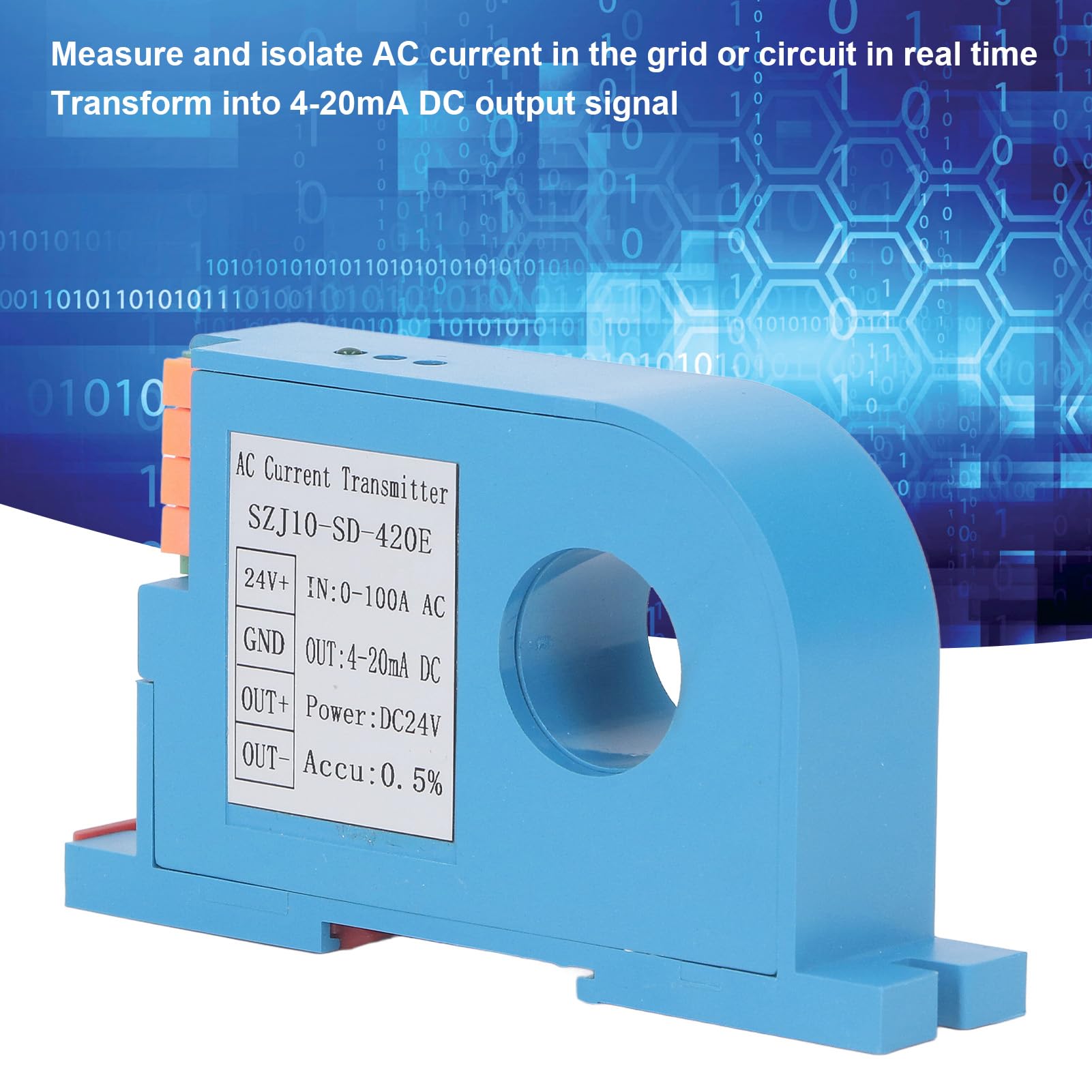FLEXMAN AC Current Transmitter, Current Switch SZJ Series Transmitter Transformer Sensor Guide Rail Installation Screw Fixation for Industrial Automation