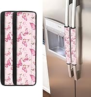 Vista 11 de Juego de 2 fundas para manija de puerta de refrigerador con estampado de copos de nieve de aguacate, protector de manija de puerta de cocina lavable