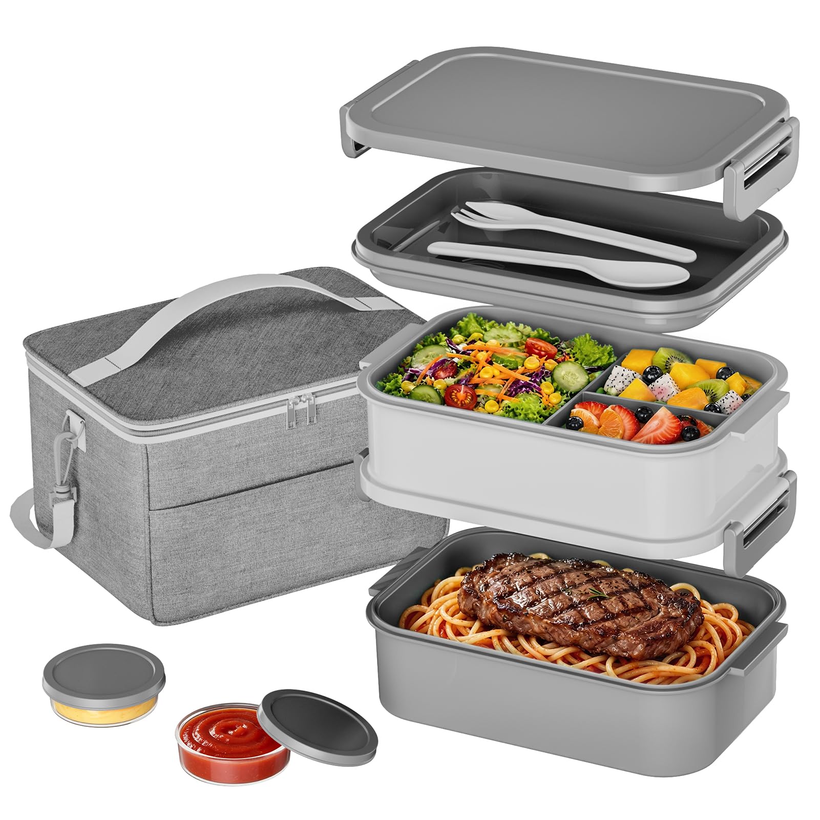 DaCool 74 OZ Stackable Bento Box with Lunch Bag
