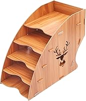 Vista 1 de CHGCRAFT Estante de almacenamiento de facturas de madera con 5 ranuras, organizador de papel de escritorio, soporte de archivos, bandeja