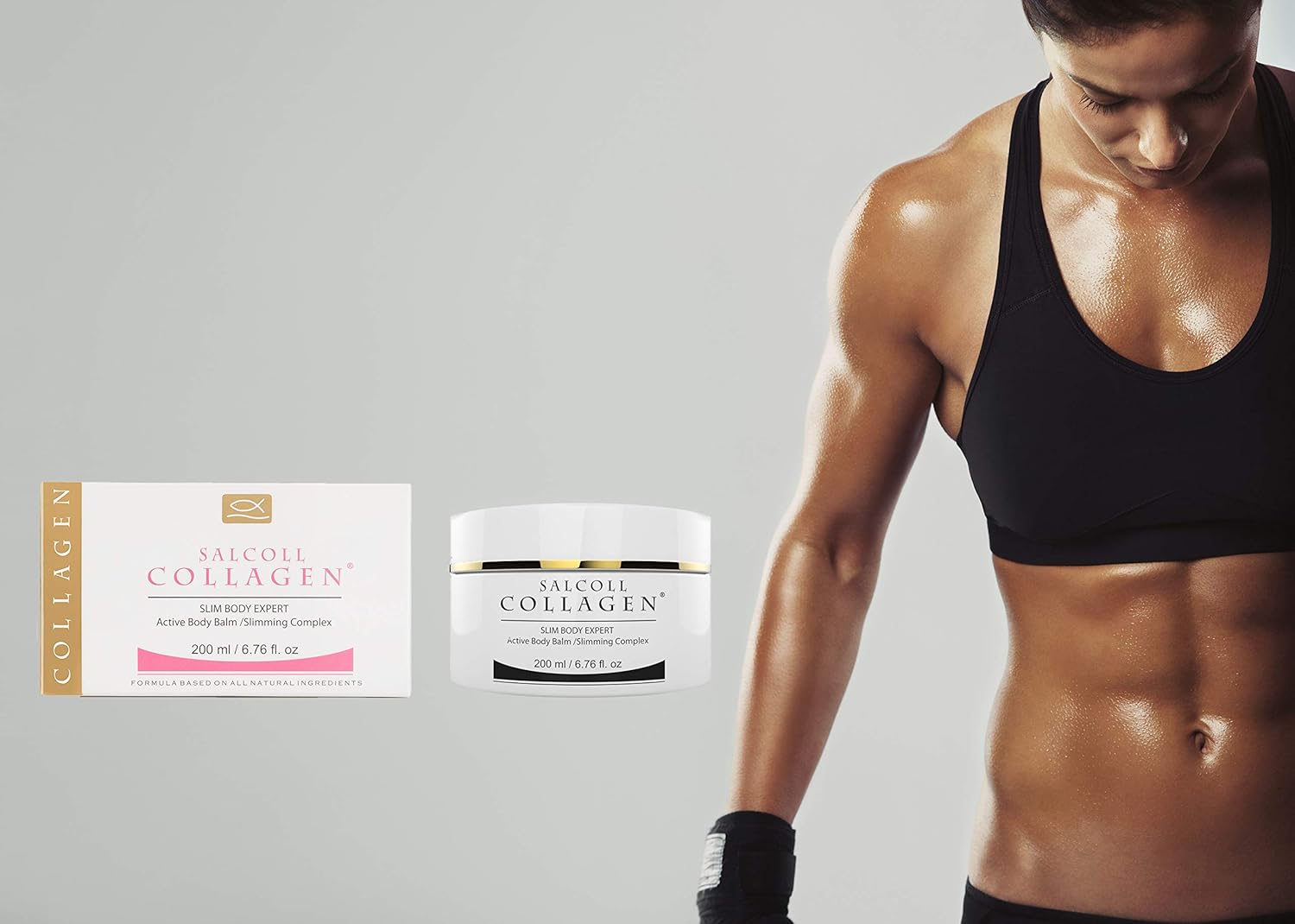 Salcoll Collagen Anti-Cellulite Slimming Body Balm & Fat Reducer Cream - For Post Pregnancy & Weight Loss, Tightening Lotion, Firms Skin Tissue, Repairs Stretch Marks, 200 ml Jar