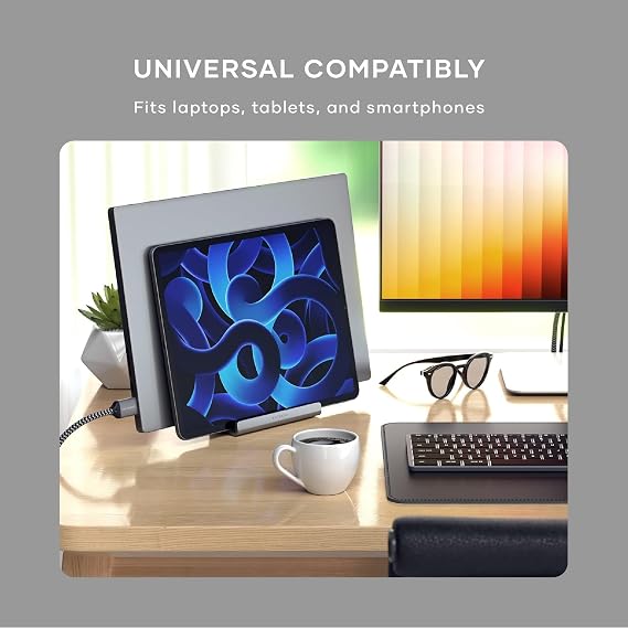 Satechi Dual Vertical Aluminum Stand, Universal Compatibility for MacBook Air & Pro M5 M4 M3, iPad Air & Pro M5 M4, iPad Mini, iPhone 17 and More