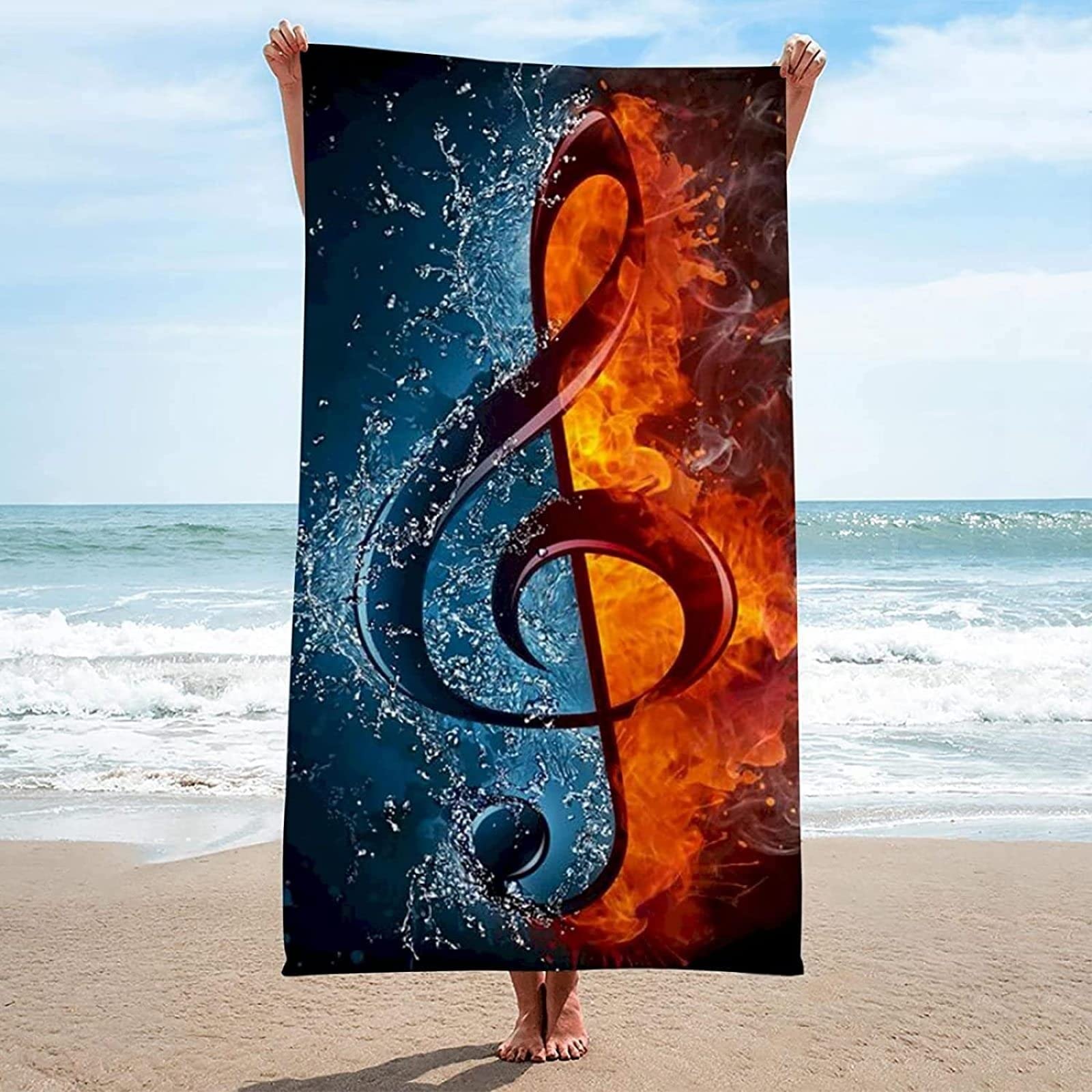 Handtuch Extra Groß 200x200 cm Mikrofaser Strandtuch Notiz Strandtuch Musik, Badetuch Strandhandtuch Schnell Trocknendes Sandfreies Weiches Saunatuch, reisehandtuch, Badehandtuch