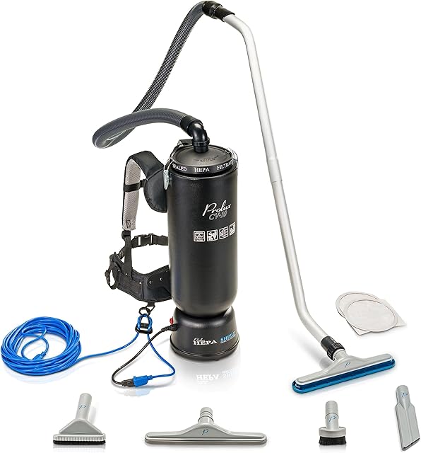 Prolux 10 Quart Commercial Backpack Vacuum with Premium 1.5-Inch Attachments, HEPA Air Filtration, Deep Cleaning for All Floor Surfaces