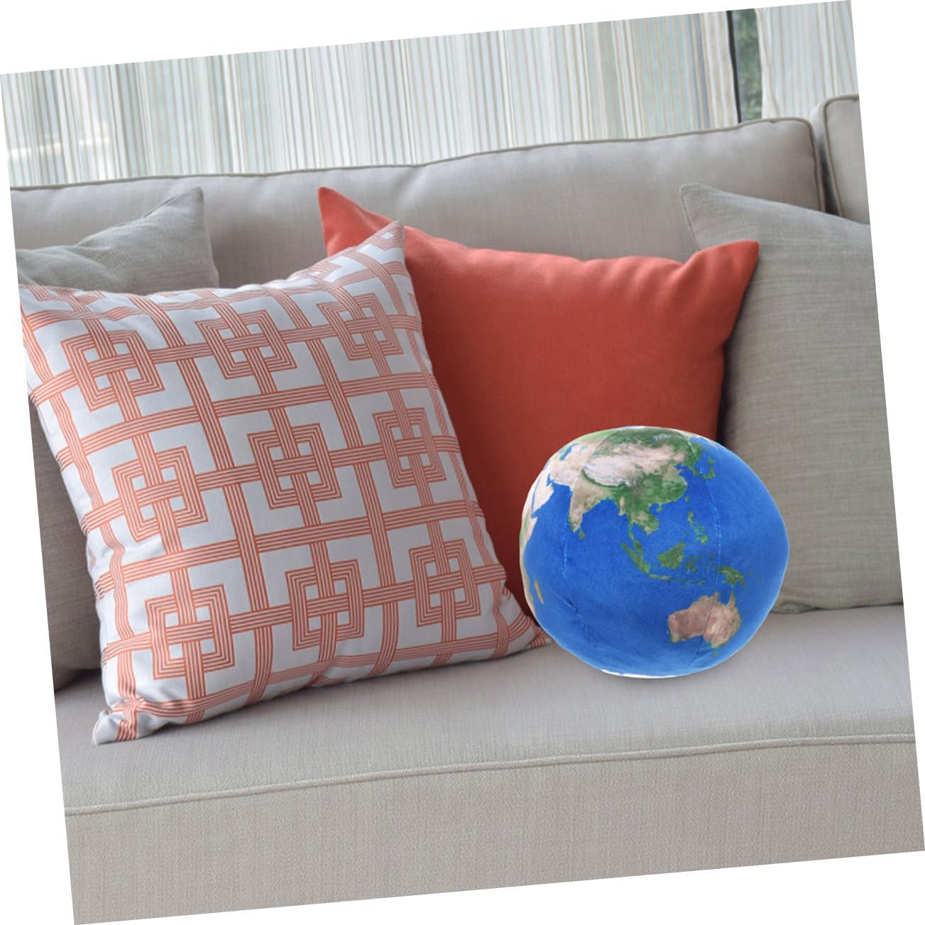 Kichvoe Soft Plush Earth Throw Pillow Ball Shaped Cuddly Cushion for Decor Educational and Party Decoration Comfortable Plush Globe Pillow for Living
