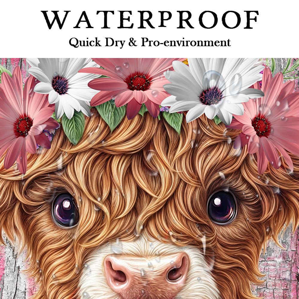 Funny Highland Cow Shower Curtain - Farmhouse Decor -5