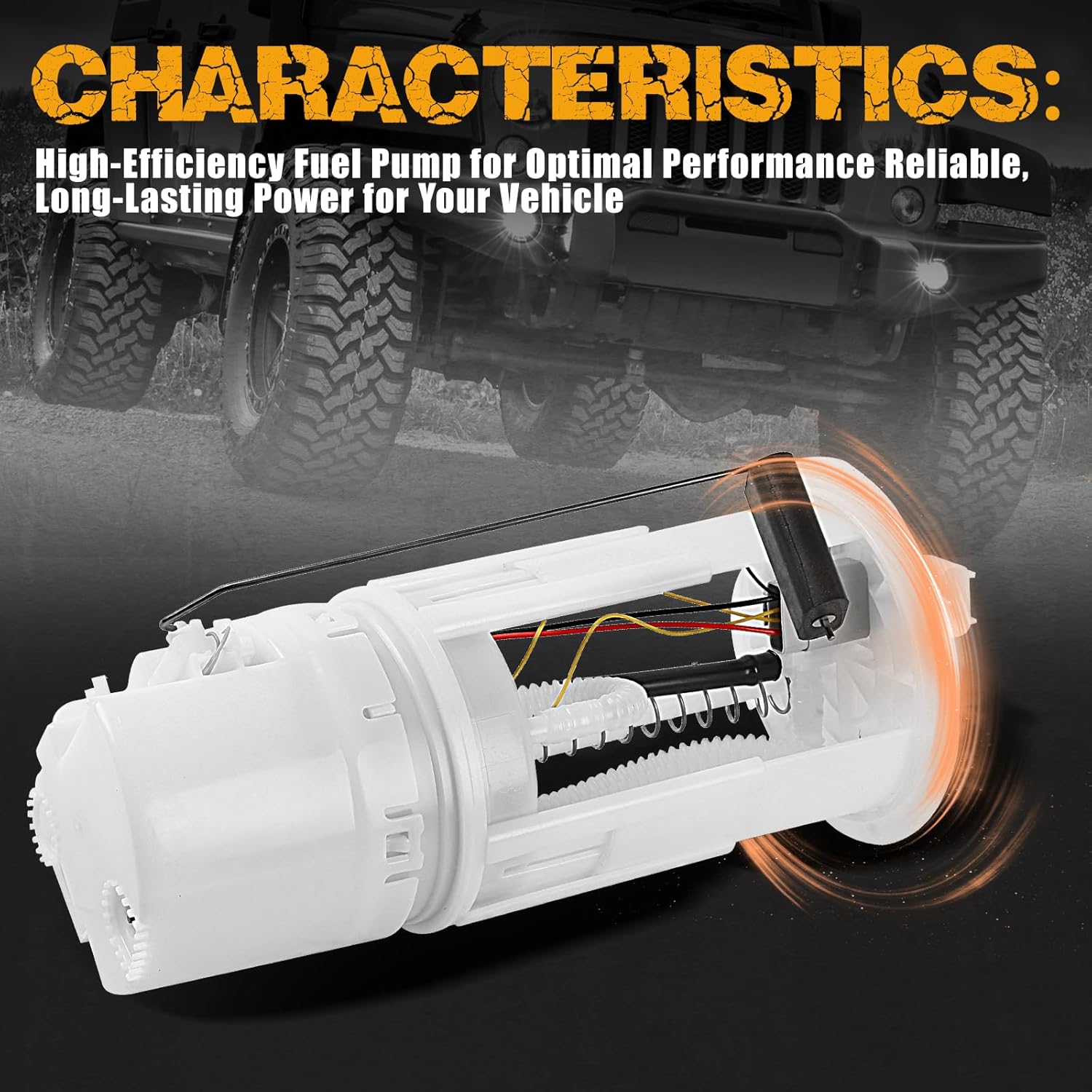 5161335AD Fuel Pump Module Assembly with Sending Unit Fit for Jeep TJ Wrangler 2005 2006, 2.4L 4.0L, Gas, Replace# E7200M, 5161335AD