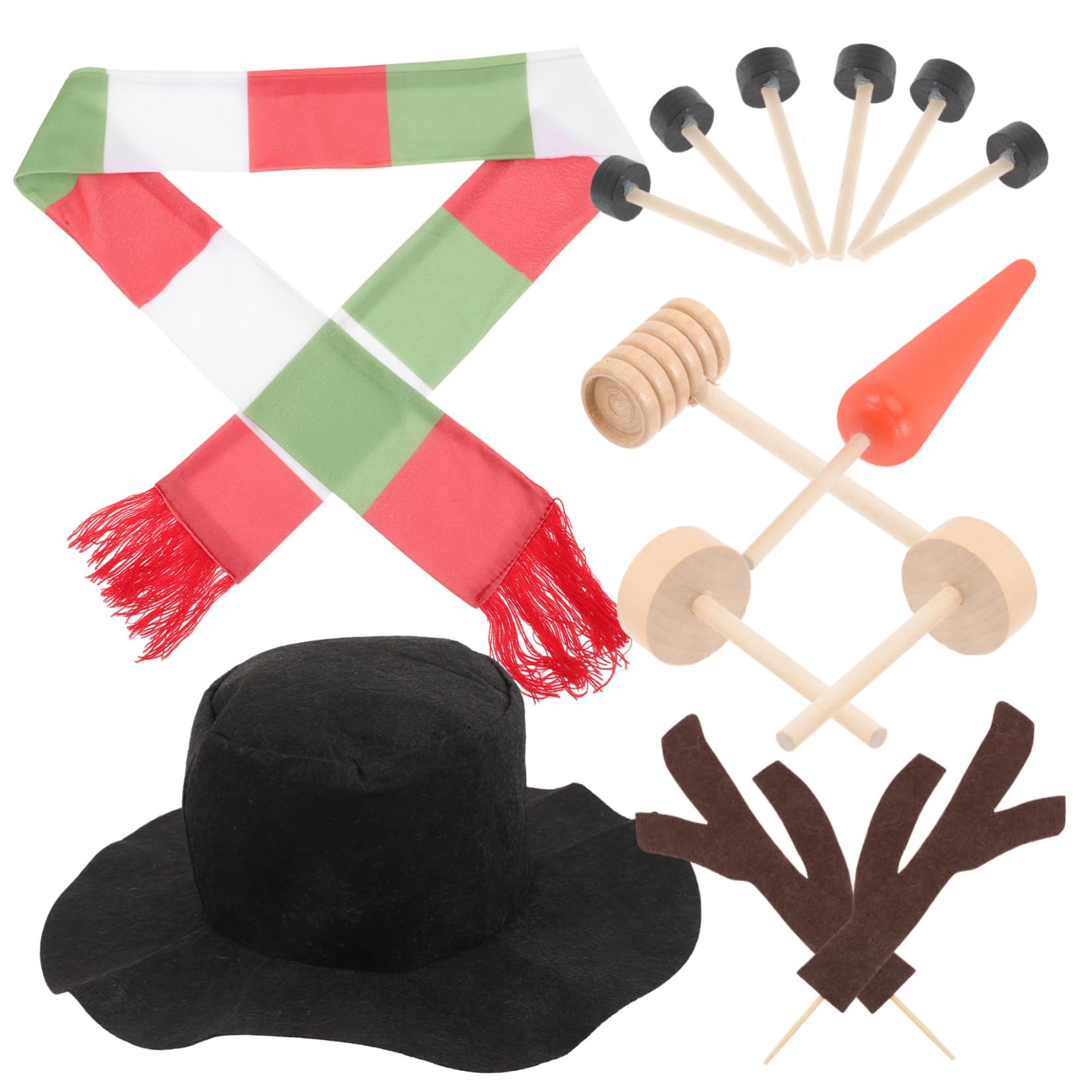 TOPBATHY 3 Sätze Schneemann DIY Zubehör Schneemann-bastelset Weihnachtsschneemann Requisiten Schneemann Macht Requisiten Schneemann Requisiten Selber Machen Schneemann-Stick-hände Hölzern
