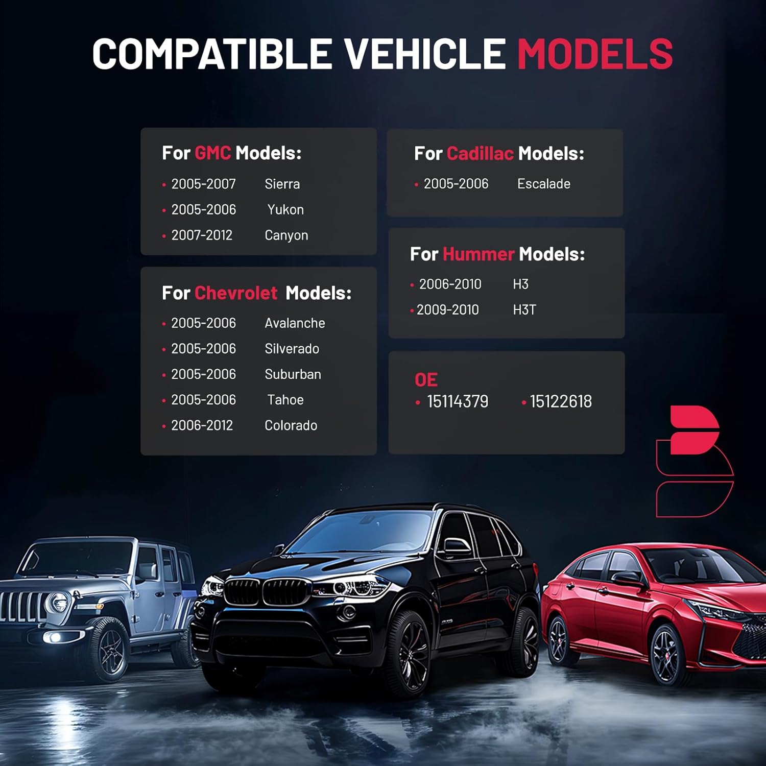 BDFHYK 315MHZ TPMS Sensors Compatible with Chevy GMC, Compatible with Cadillac GM Tire Pressure Monitoring System Replaces# #15114379 15122618 8151226180 4 Pack