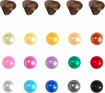 10PC Oyster with Pearl Inside Round Dainty Faux Pearl Meaningful Color Pearls Beads to Open for Jewelry Making Crafts GiftsRound, ABS, 8mm