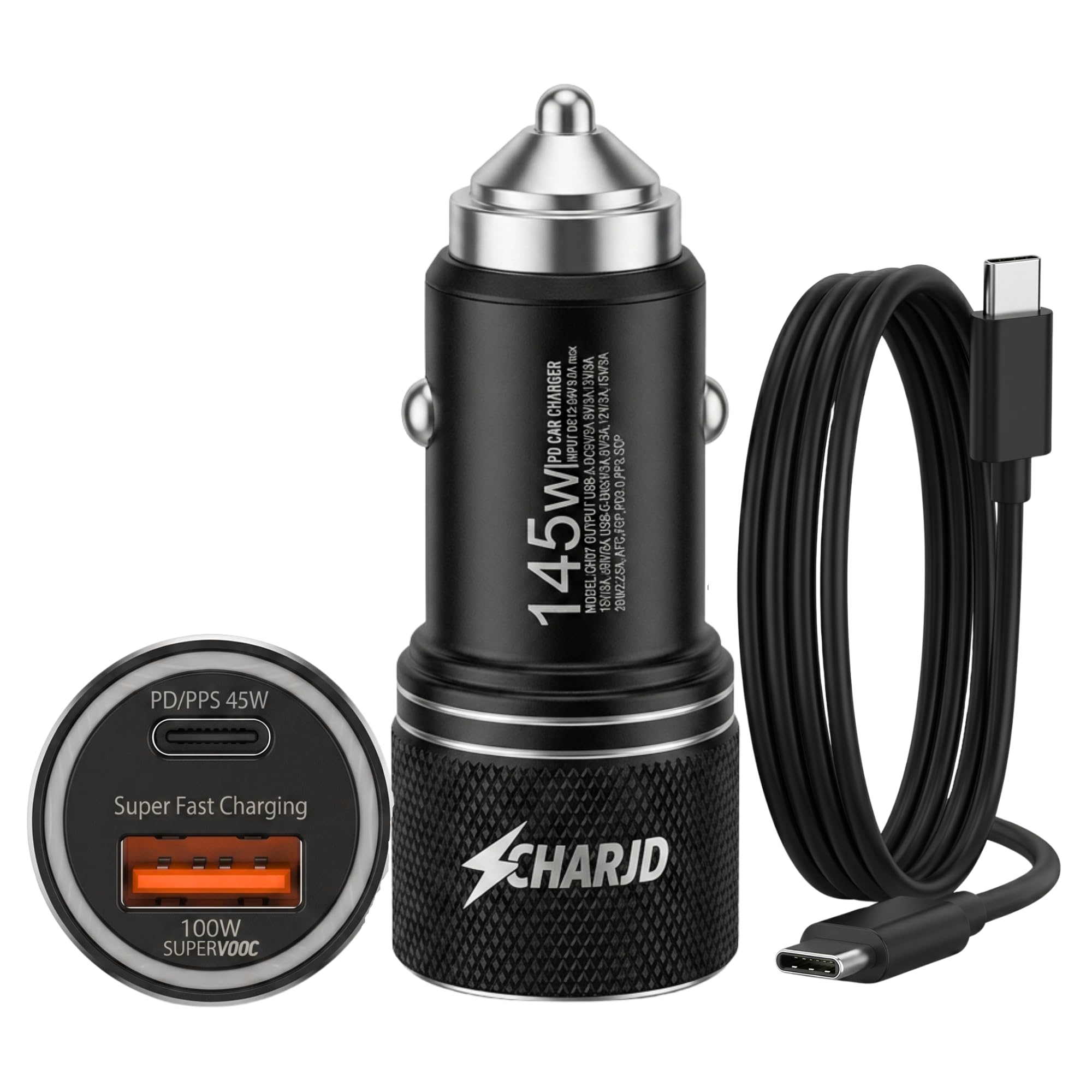 145W Fast Car Charger with C to C Cable Dual Port USB C Car Charger with 100W SuperVOOC & 45W Power Delivery, Fast Charging Laptop Car Adapter Compatible with MacBook Air, OnePlus, Samsung-image-33